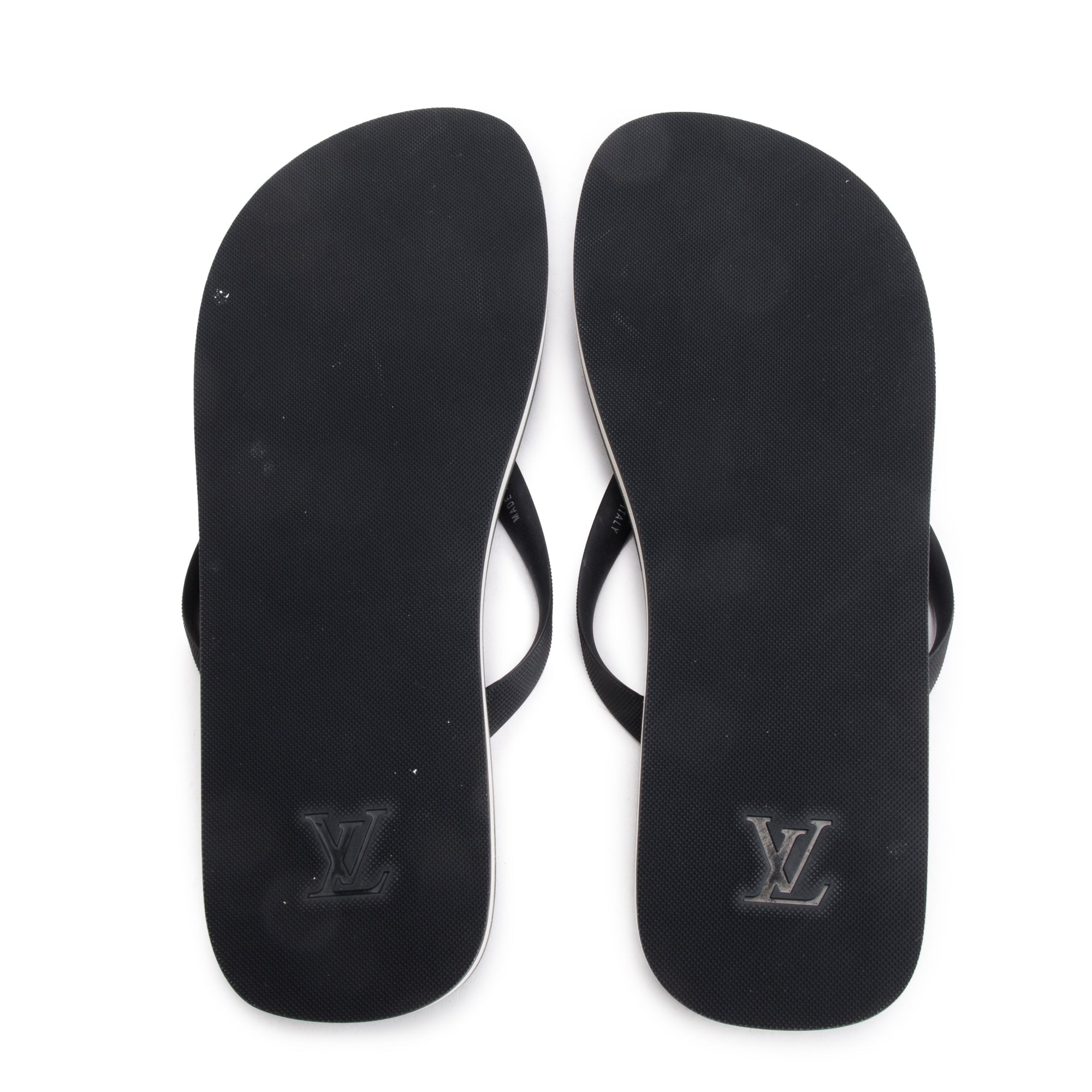 Louis Vuitton Black Rubber Molitor Thong Sandals, Size 12