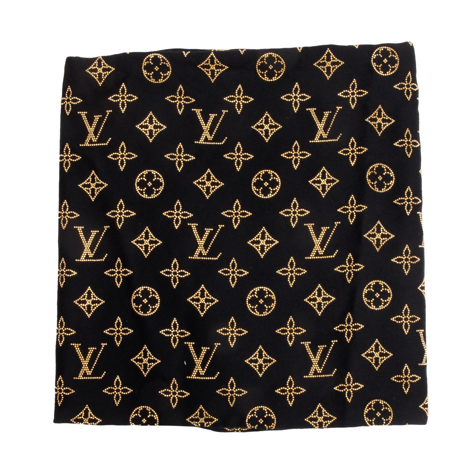 Louis Vuitton Black Silk/Wool Studded More Monogram Shawl Scarf w/ Box