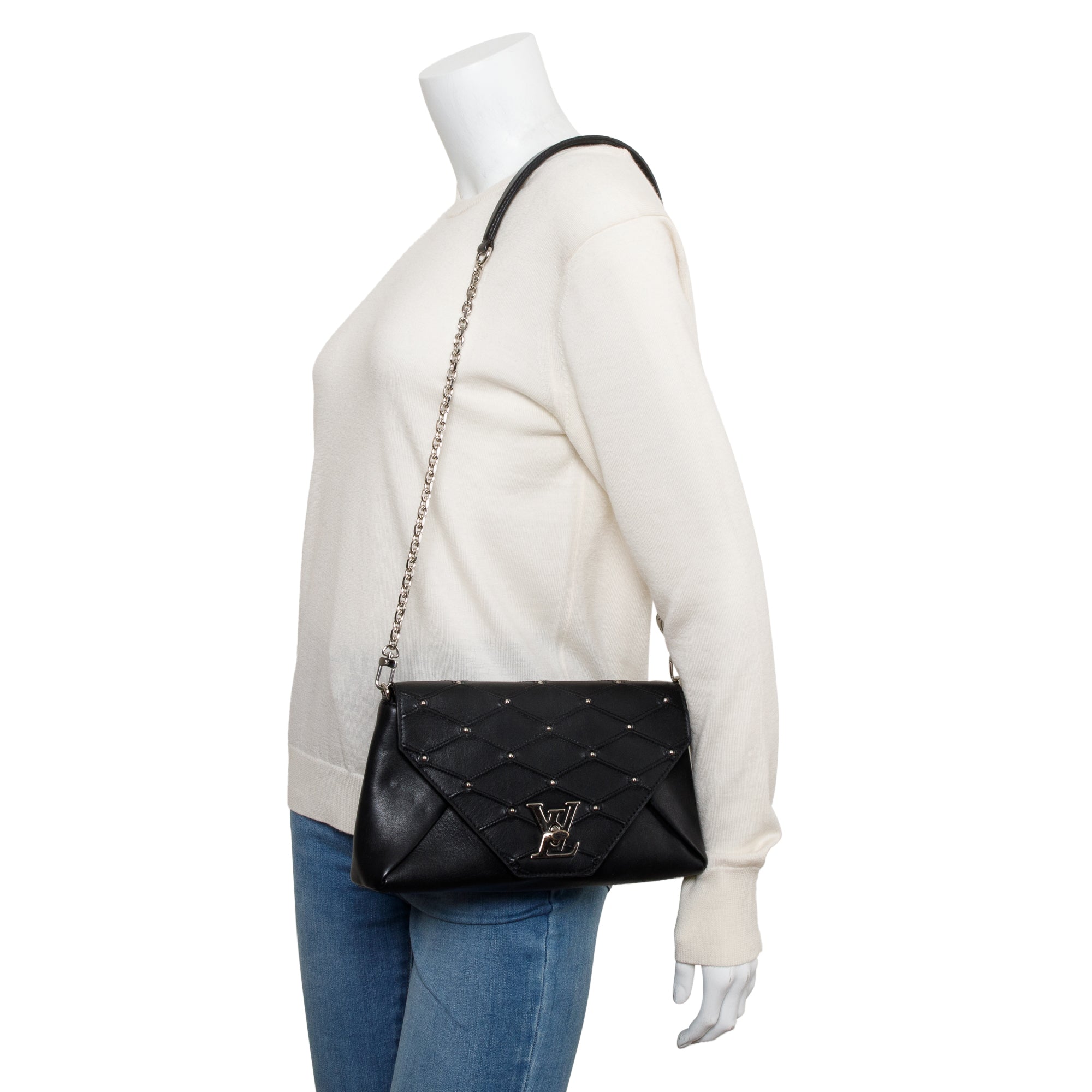 Louis Vuitton Black Studded Perforated Leather Love Note Bag