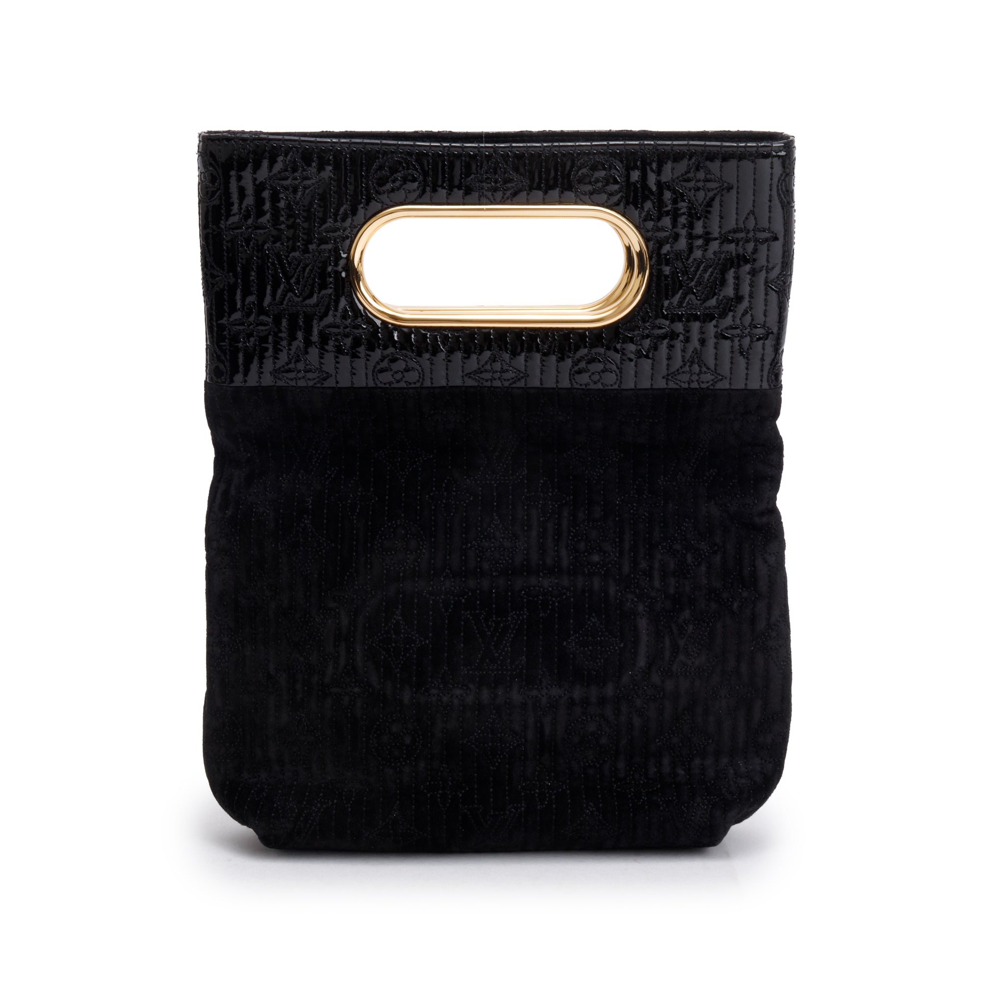 Louis Vuitton Black Suede Monogram Motard Afterdark Clutch