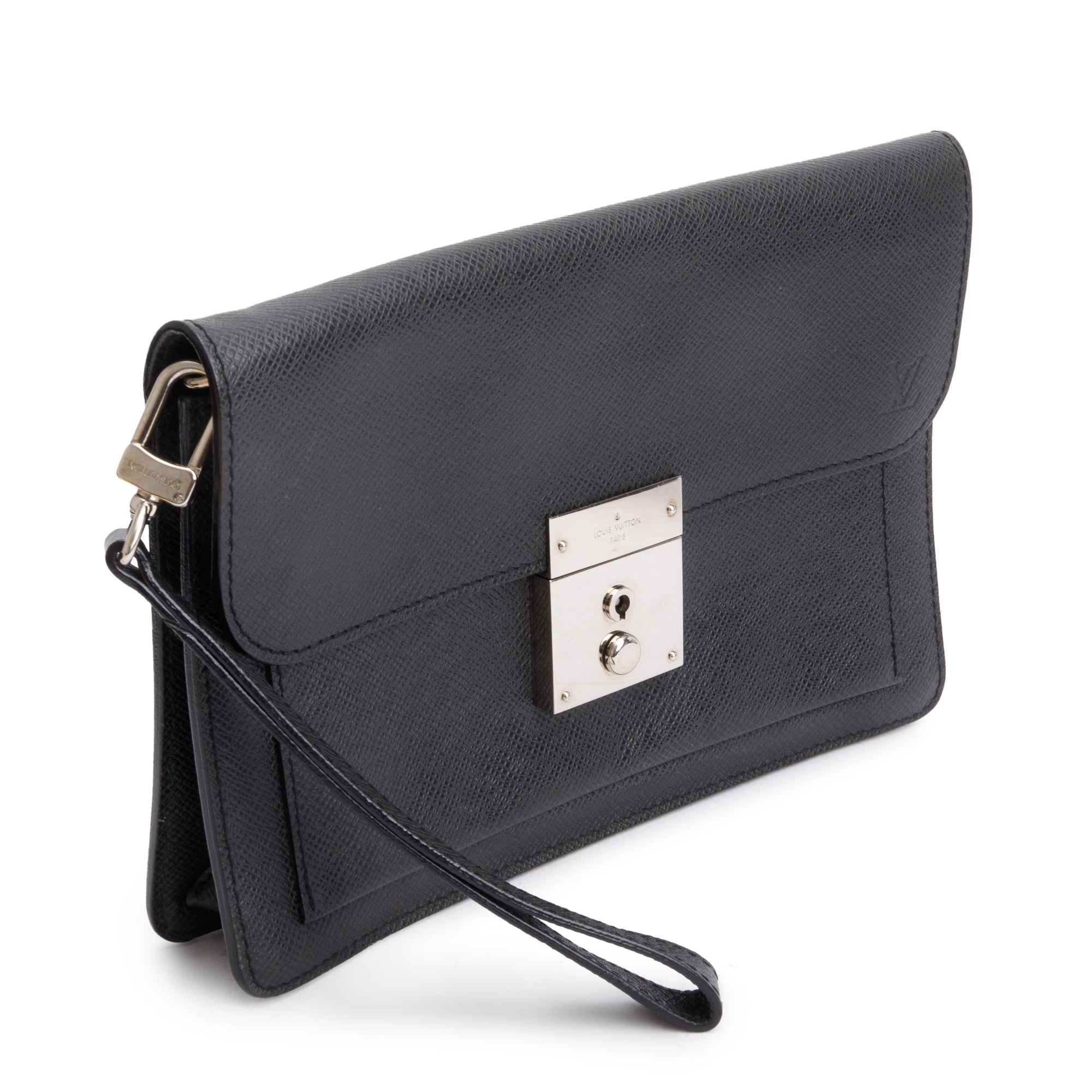 Louis Vuitton Black Taiga Leather Neo Belaia Clutch