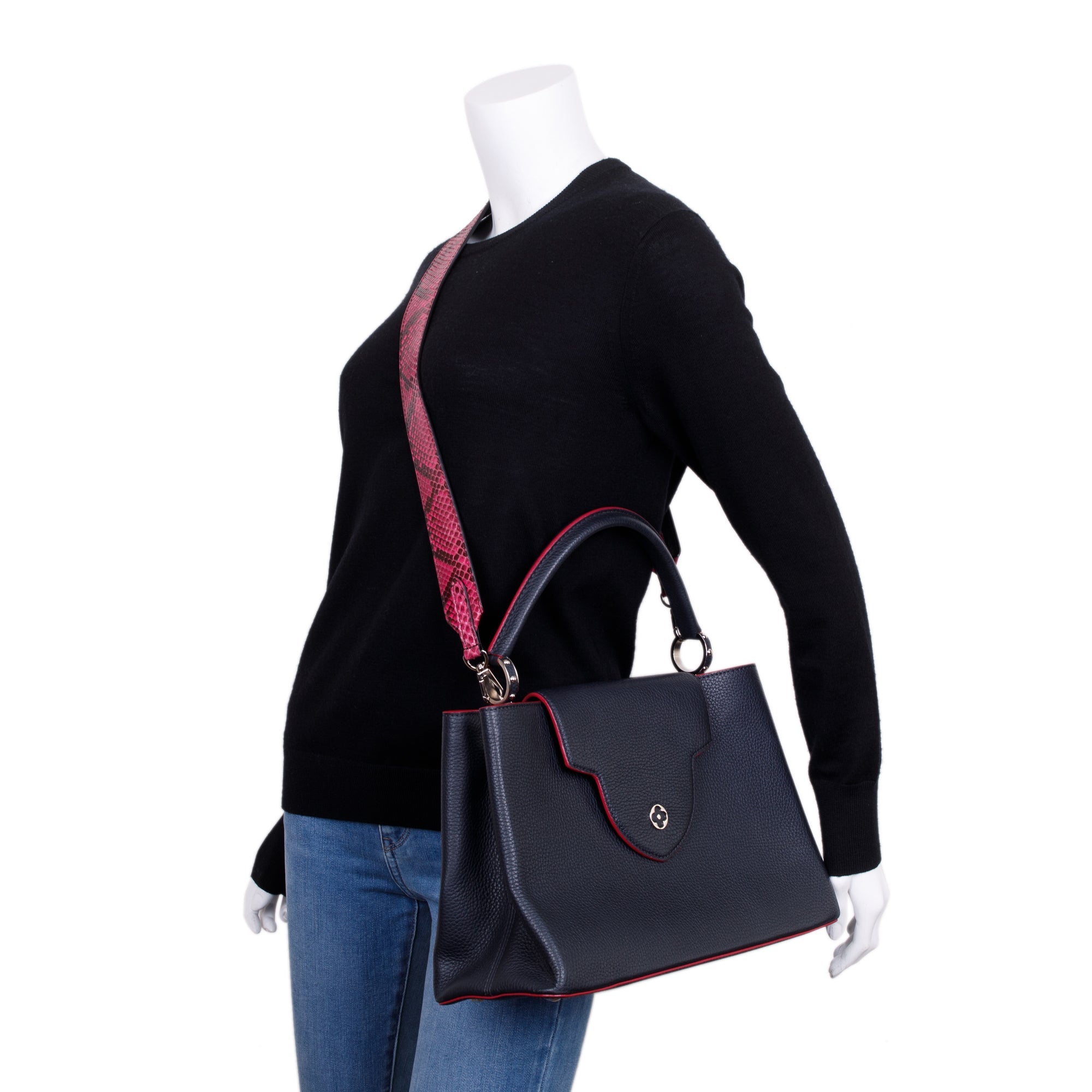 Louis Vuitton Black Taurillon Capucine GM w/ Python Strap