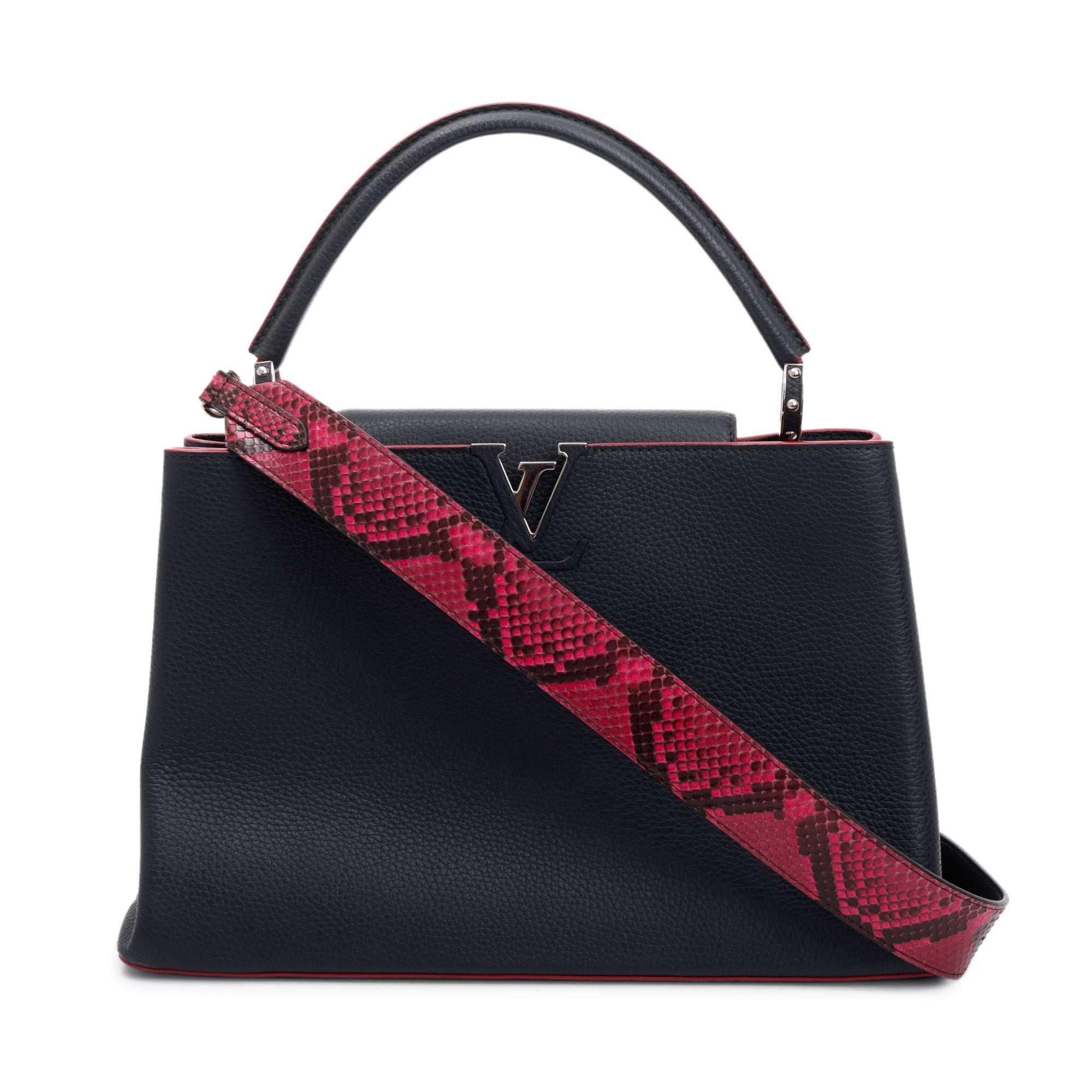 Louis Vuitton Black Taurillon Capucine GM w/ Python Strap