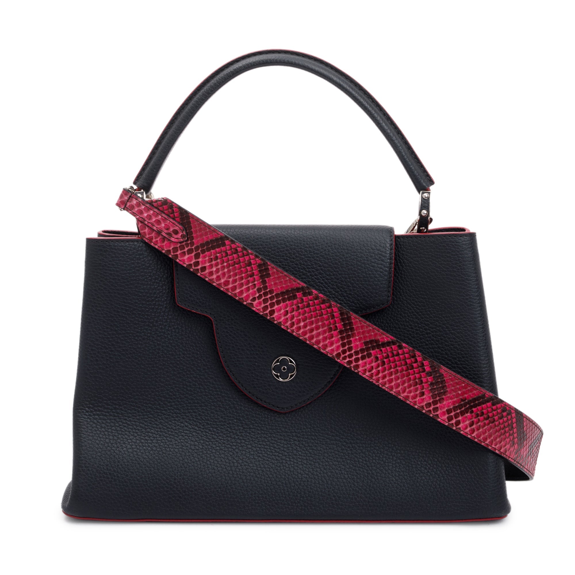 Louis Vuitton Black Taurillon Capucine GM w/ Python Strap