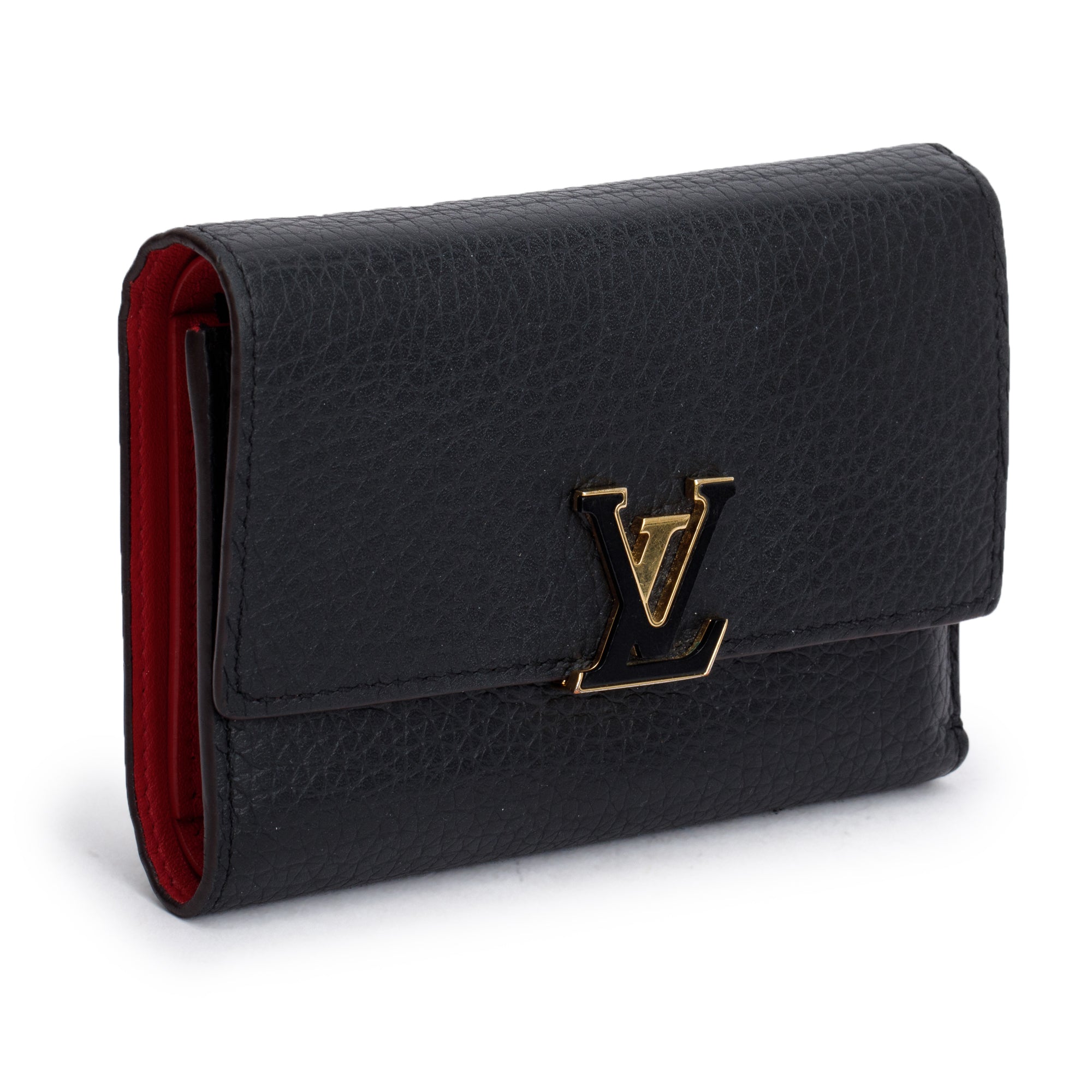 Louis Vuitton Black Taurillon Leather Capucines Compact Wallet
