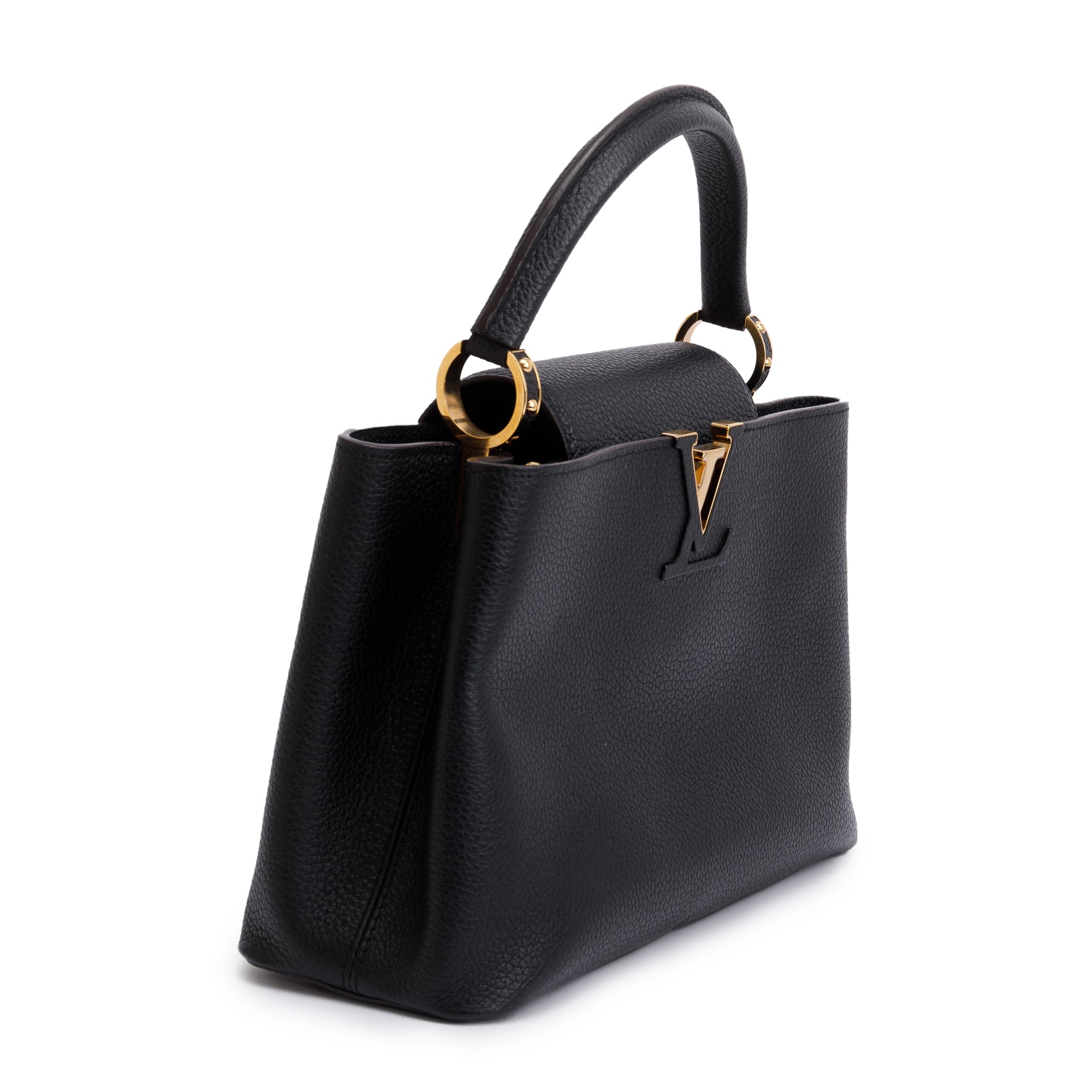 Louis Vuitton Black Taurillon Leather Capucines PM w/ Strap