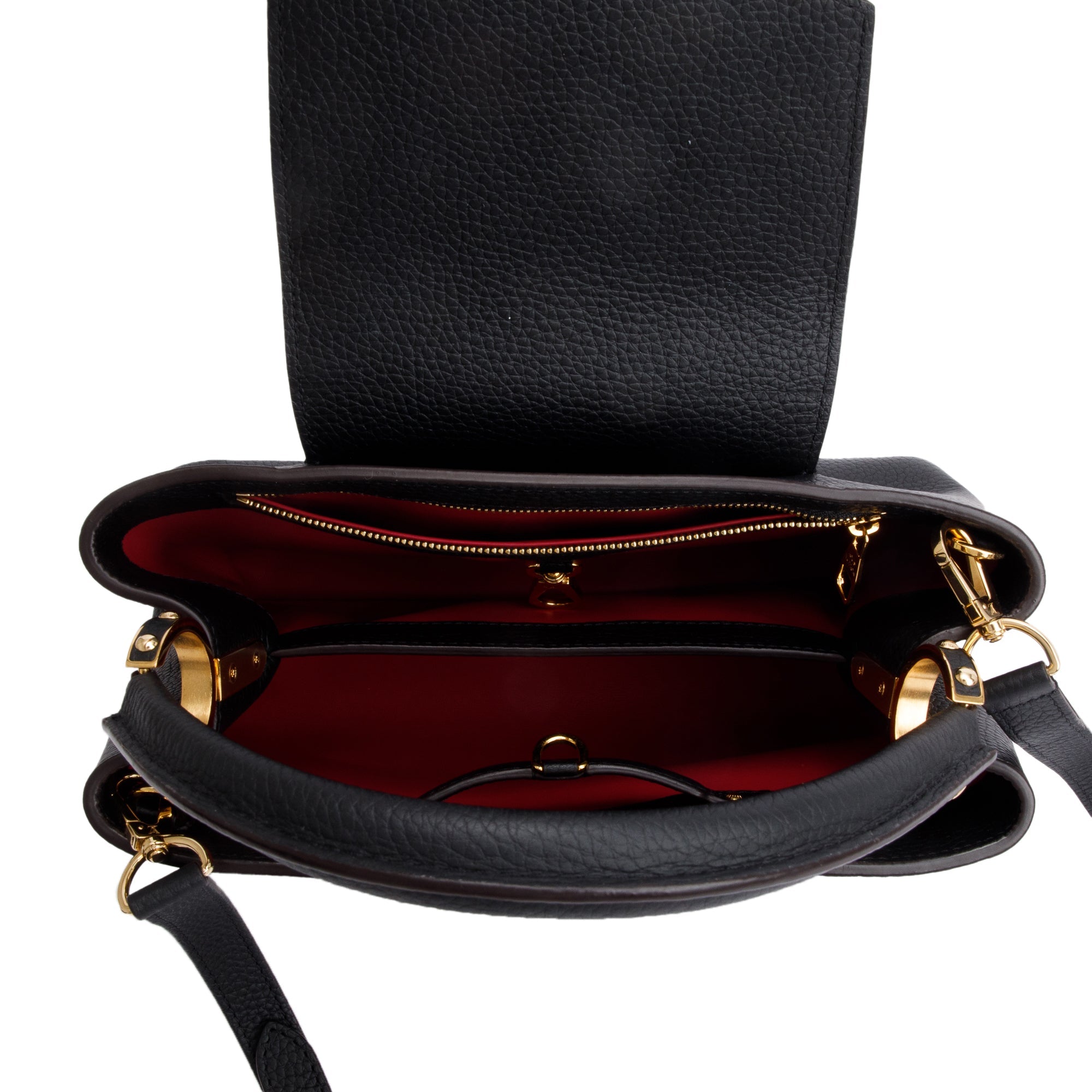 Louis Vuitton Black Taurillon Leather Capucines PM w/ Strap