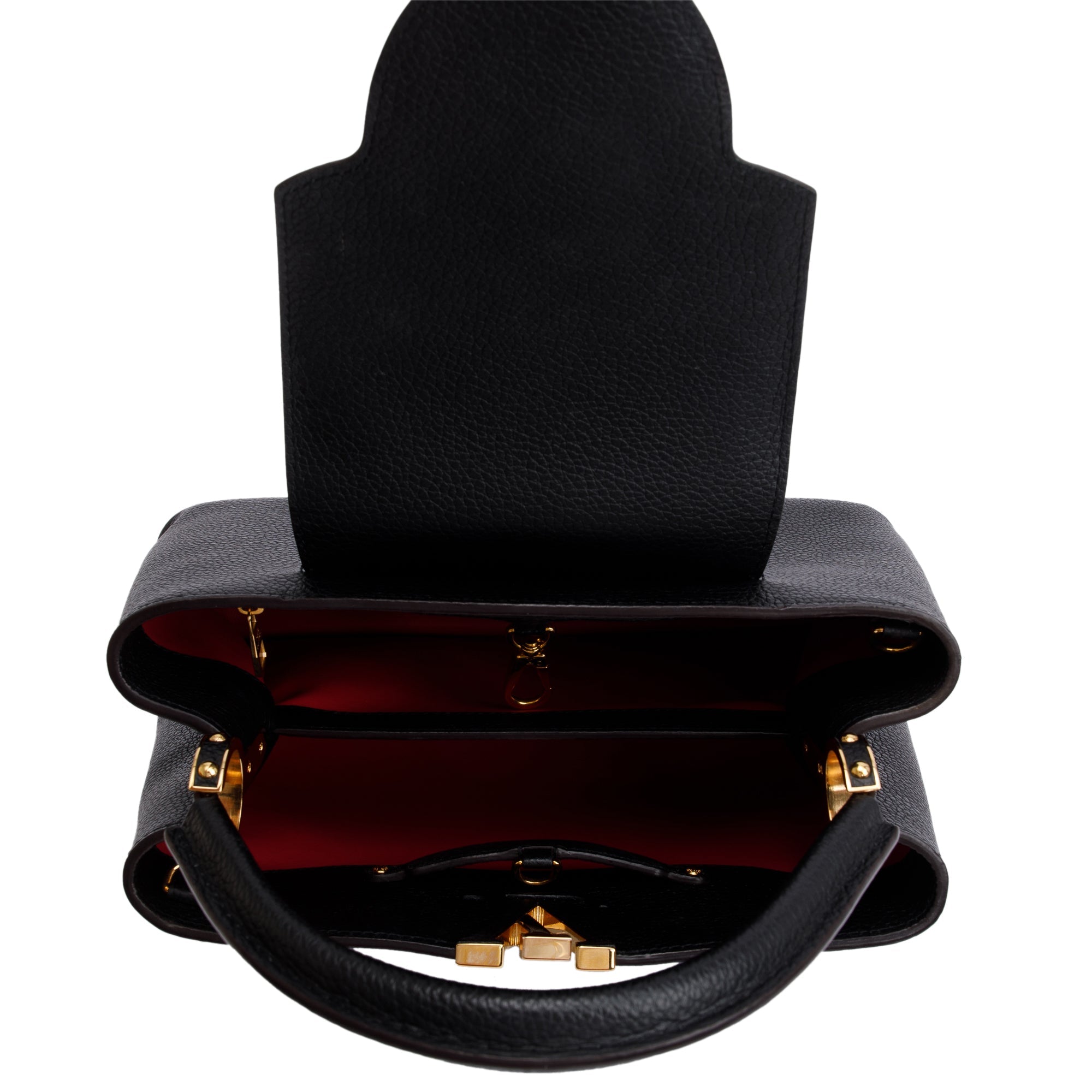 Louis Vuitton Black Taurillon Leather Capucines PM w/ Strap