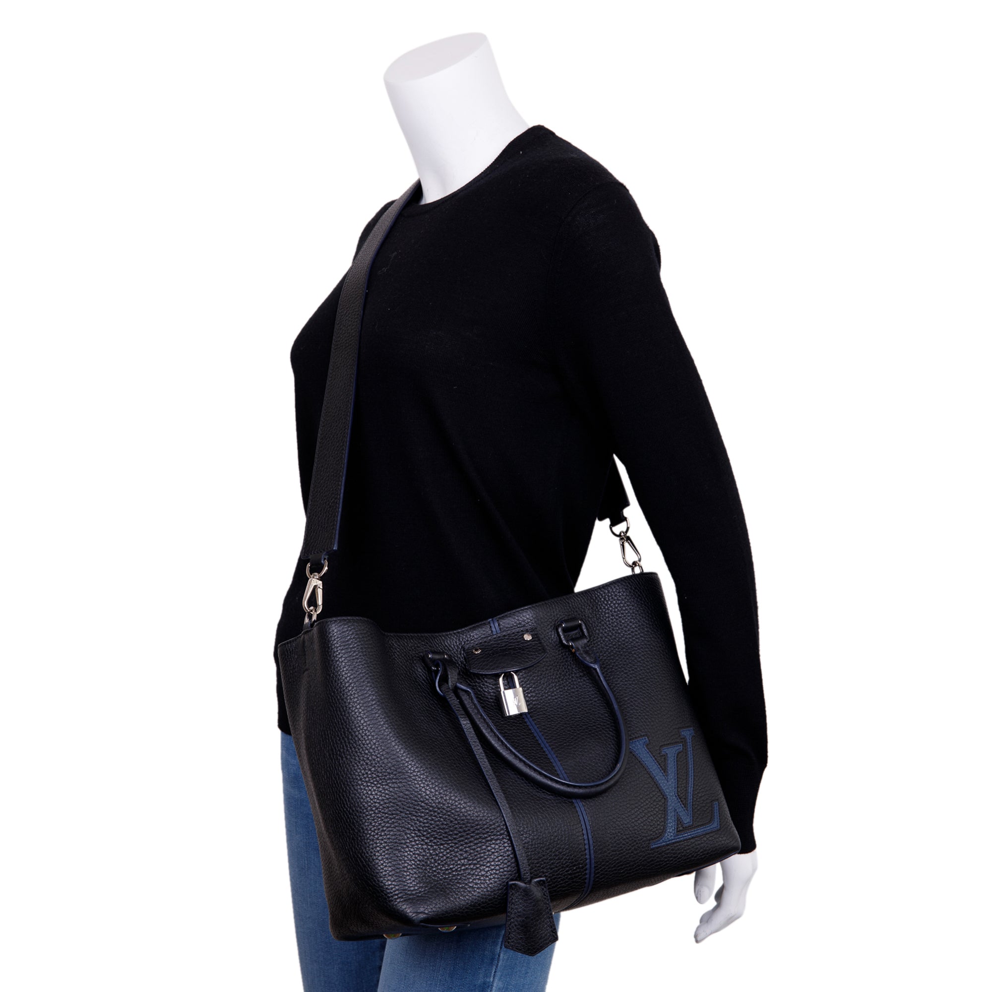 Louis Vuitton Black Taurillon Leather Pernelle Tote w/ Strap