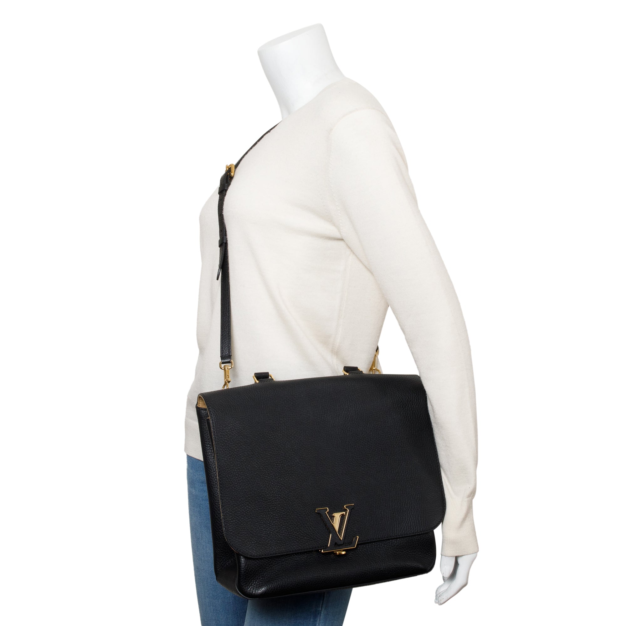 Louis Vuitton Black Taurillon Leather Volta Bag w/ Strap