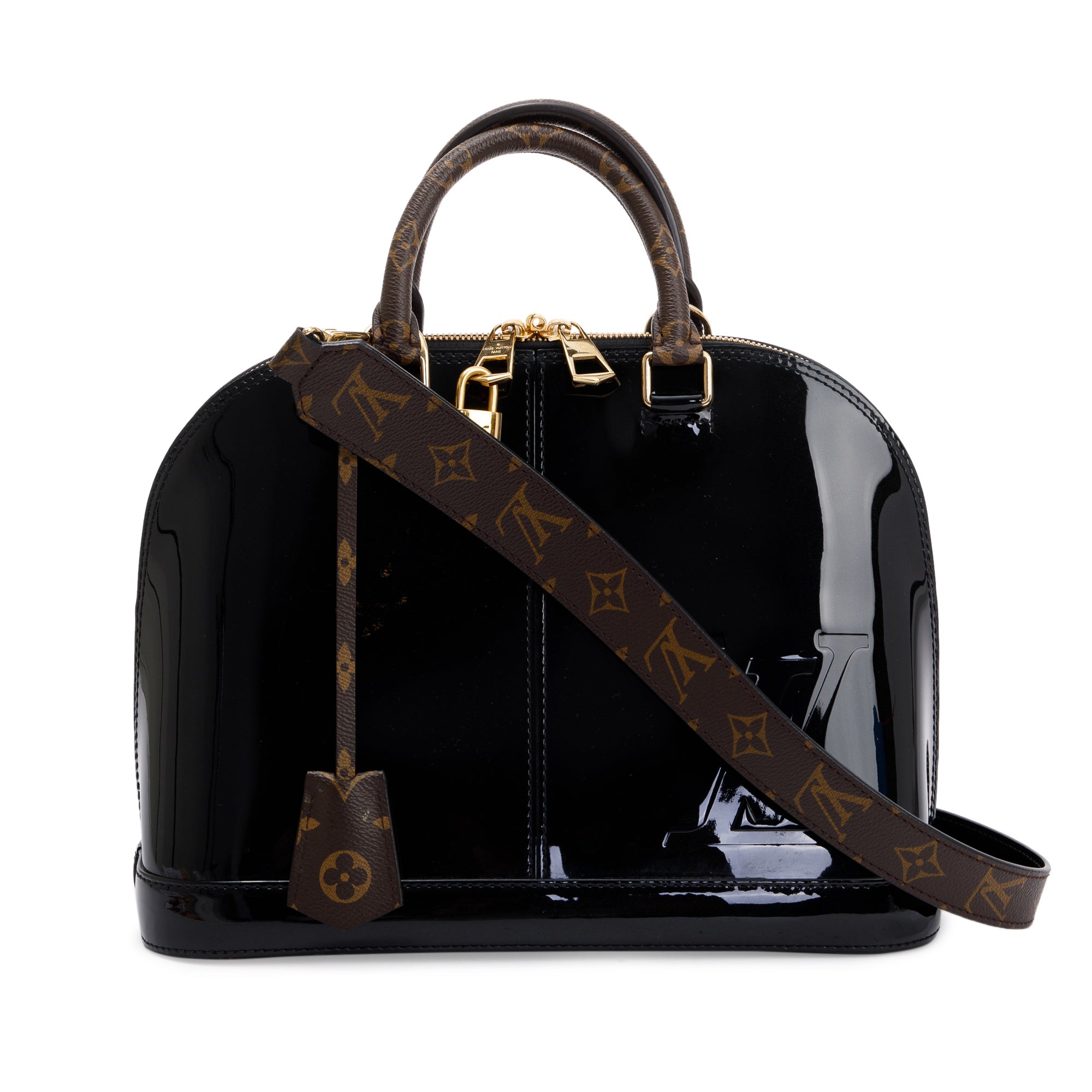 Louis Vuitton Black Vernis Miroir Monogram Alma PM w/ Strap
