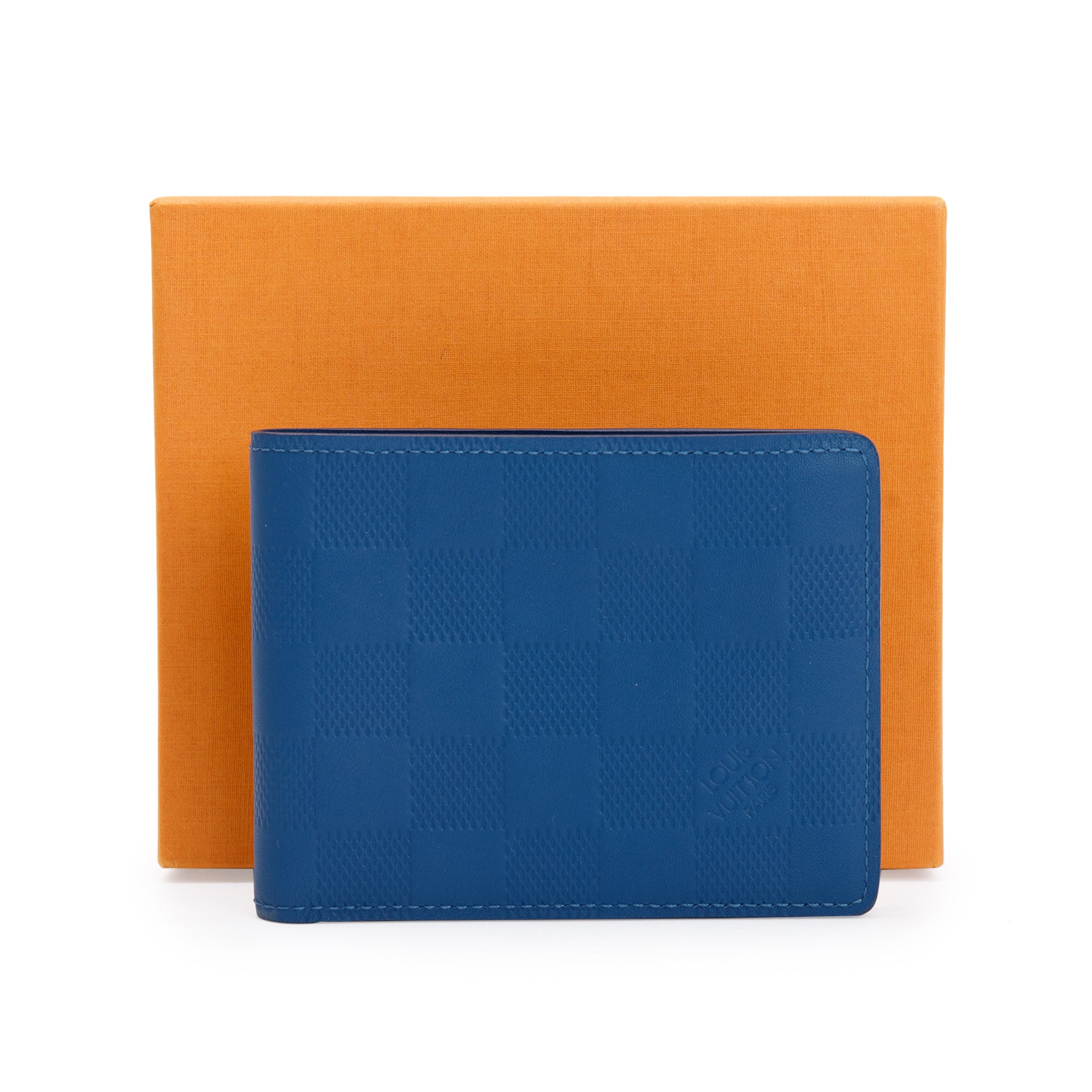 Louis Vuitton Blue Damier Infini Leather Slender Wallet w/ Box