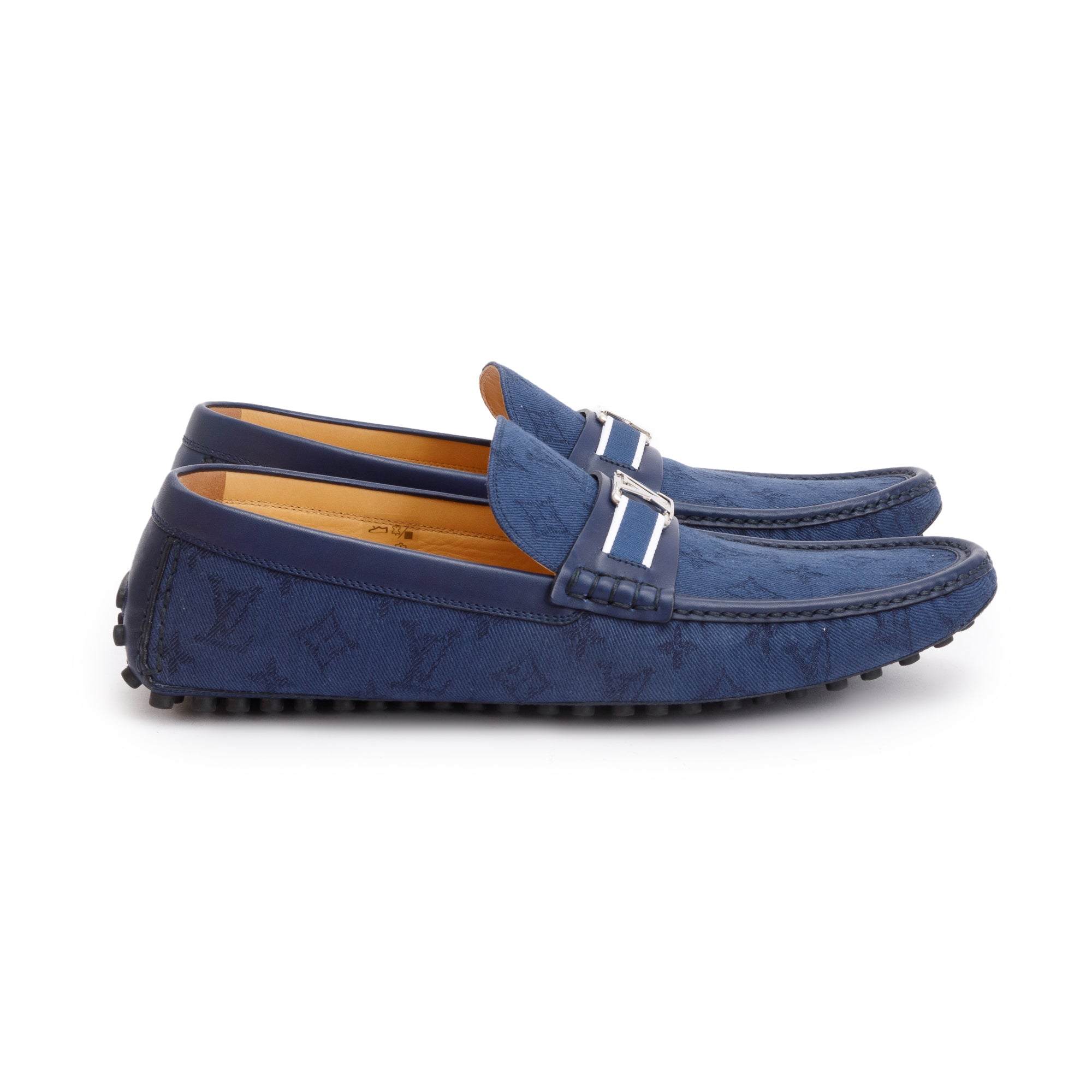 Louis Vuitton Blue Denim Men's Hockenheim Moccasin Loafers, Size 11 w/ Box
