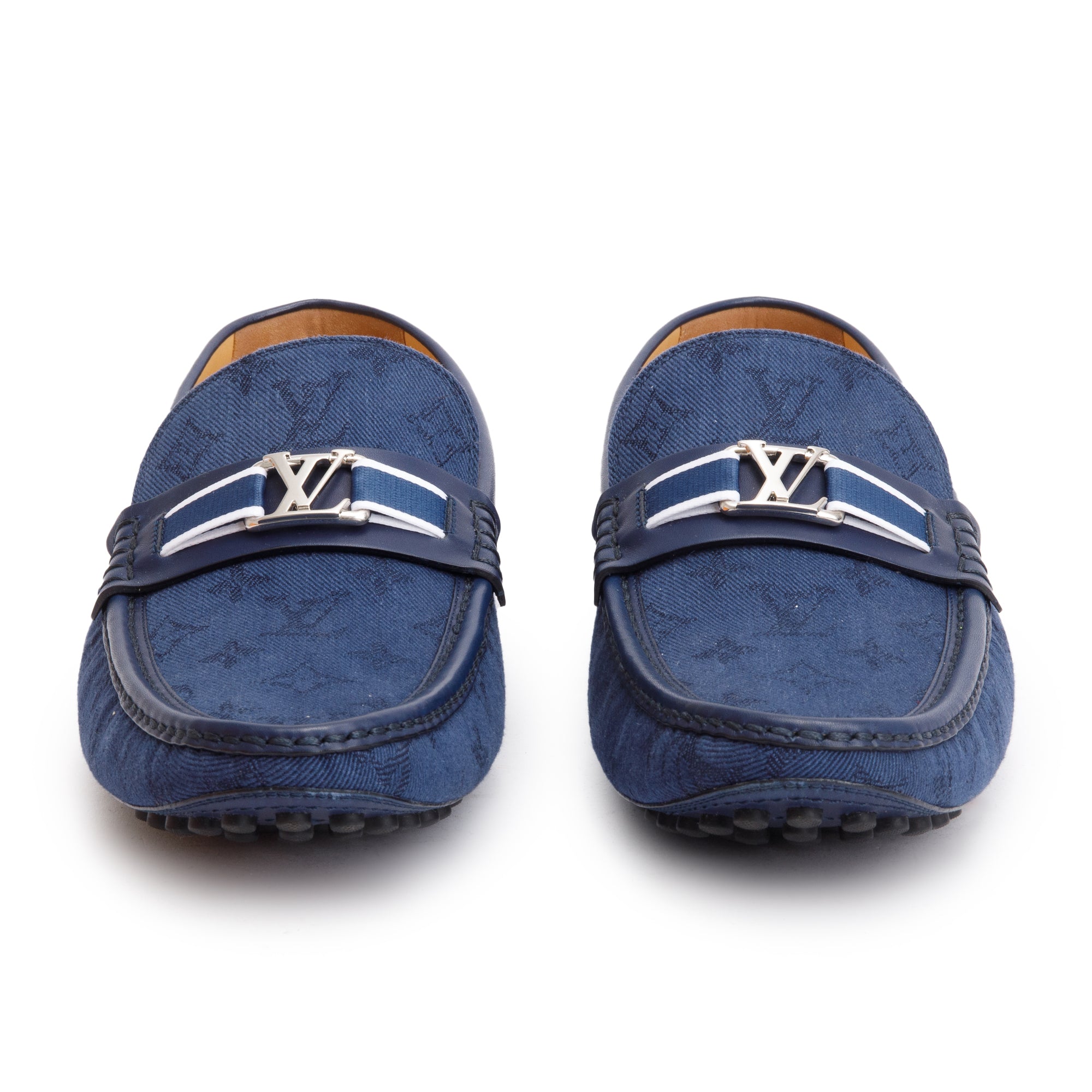 Louis Vuitton Blue Denim Men's Hockenheim Moccasin Loafers, Size 11 w/ Box