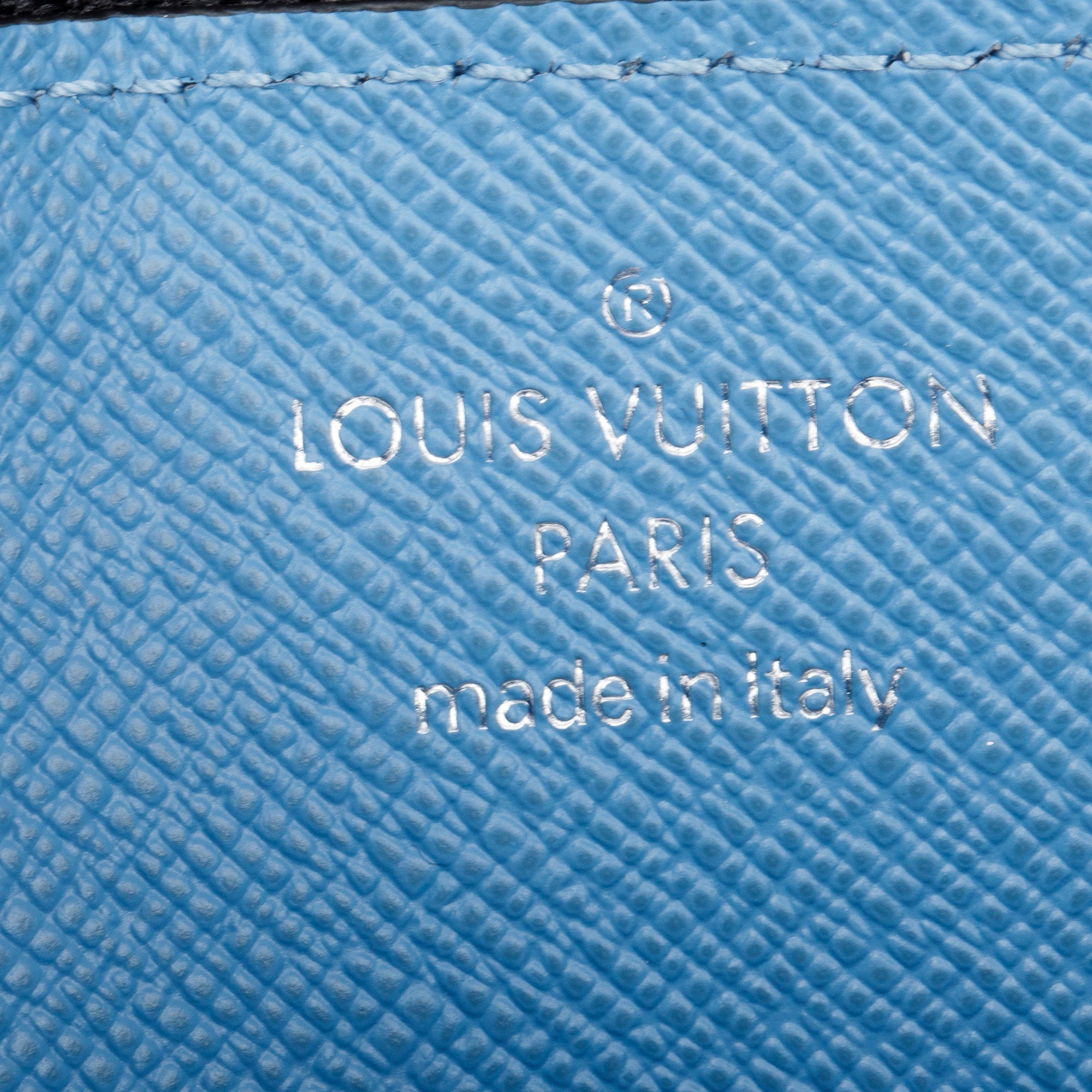 Louis Vuitton Blue Lagoon Monogram & Taigarama Leather Coin Card Holder w/ Box