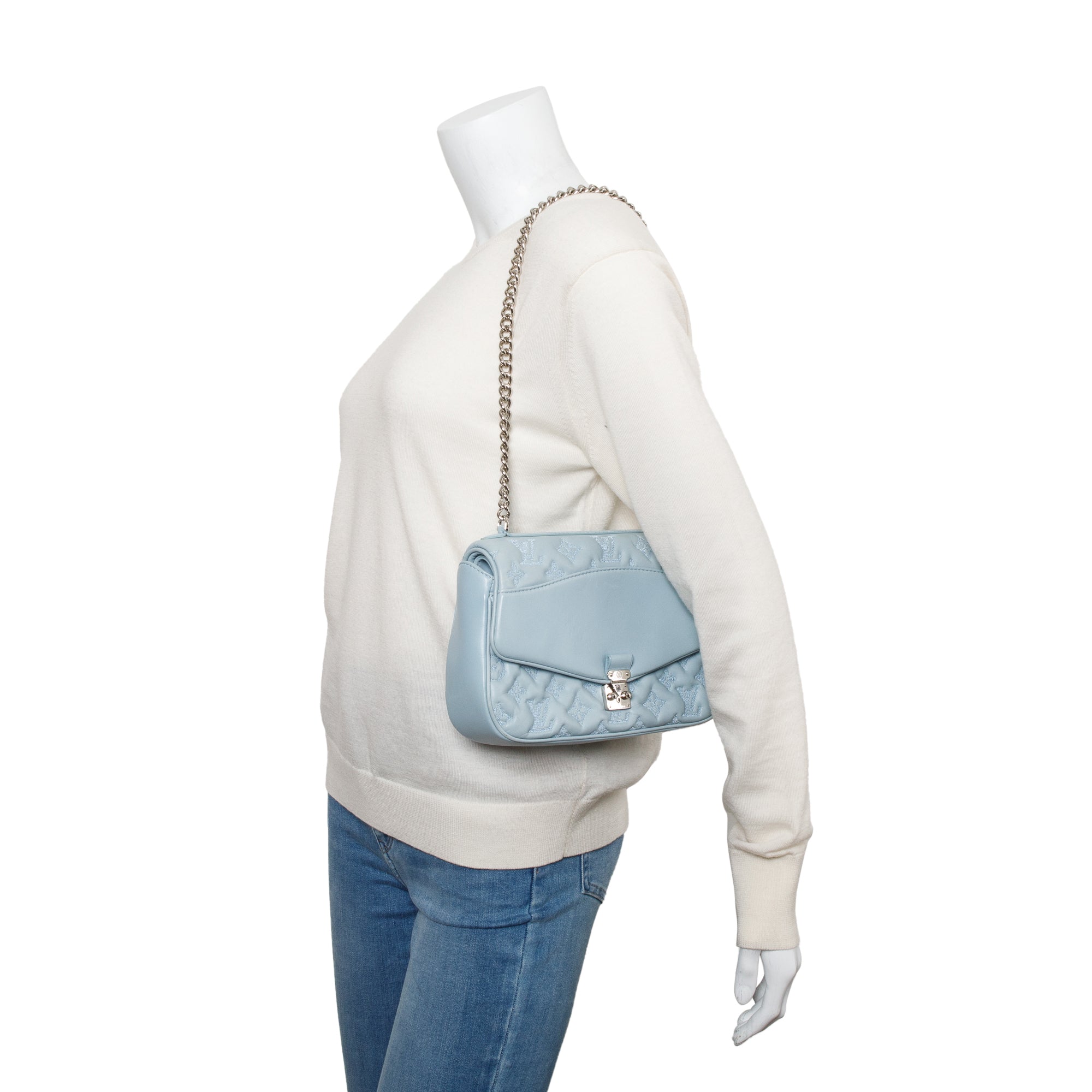 Louis Vuitton Blue Lambskin Mama Broderie Bag