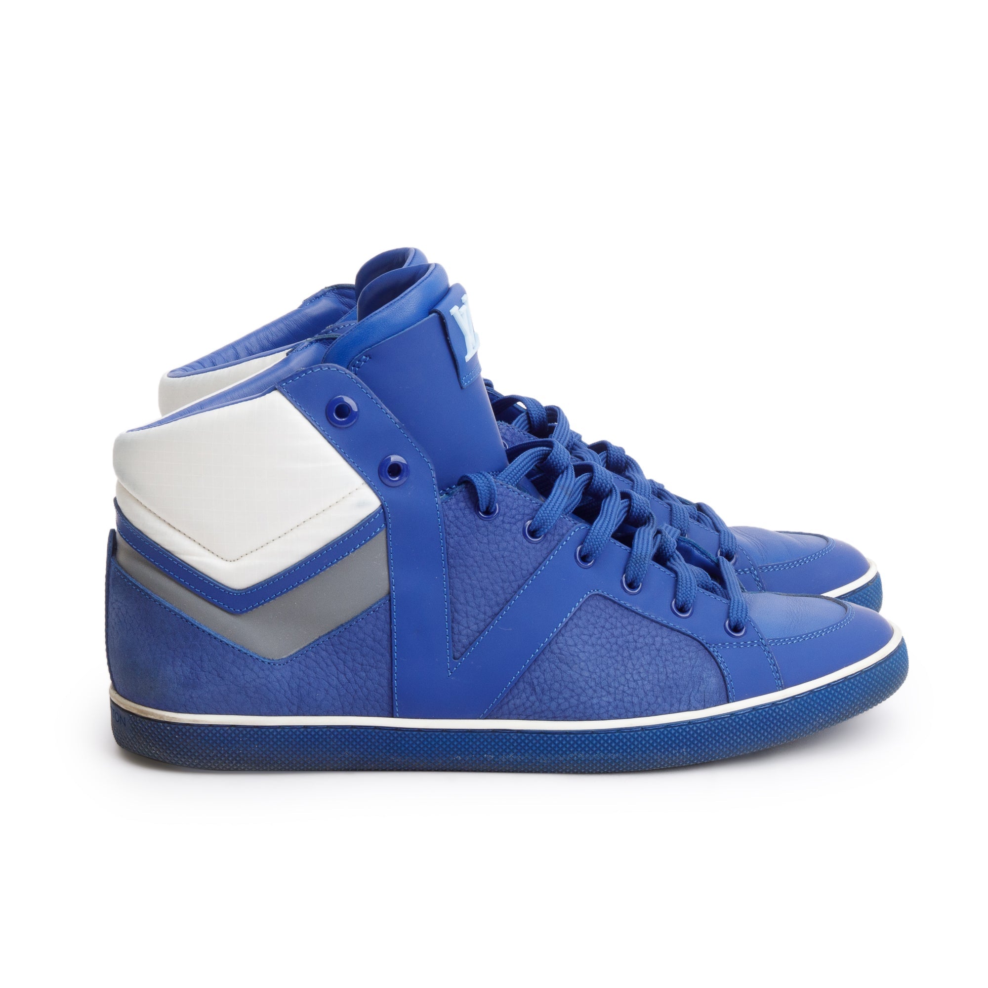 Louis Vuitton Blue Leather AW2012 High-Top Sneakers, Size 8.5 w/ Box