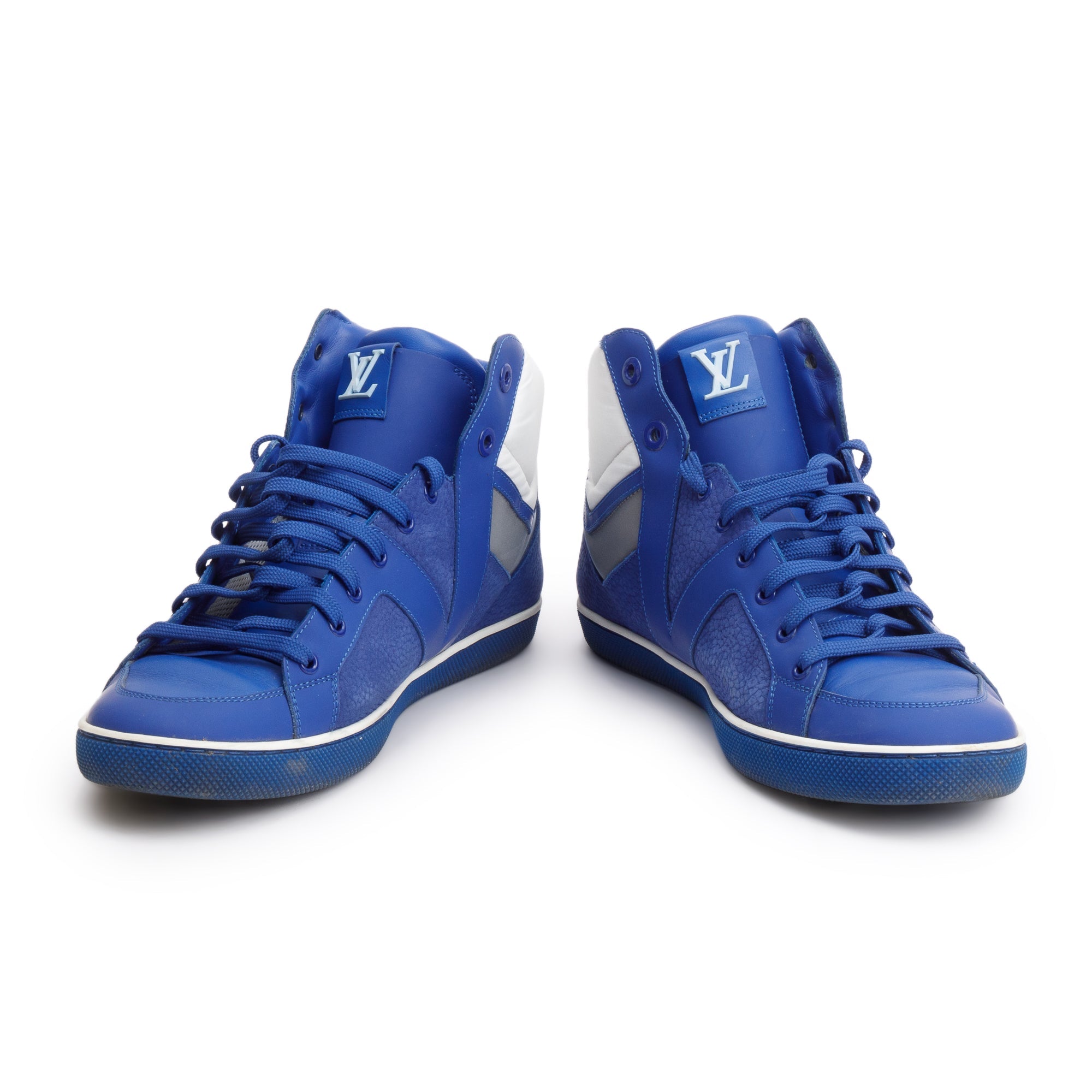Louis Vuitton Blue Leather AW2012 High-Top Sneakers, Size 8.5 w/ Box