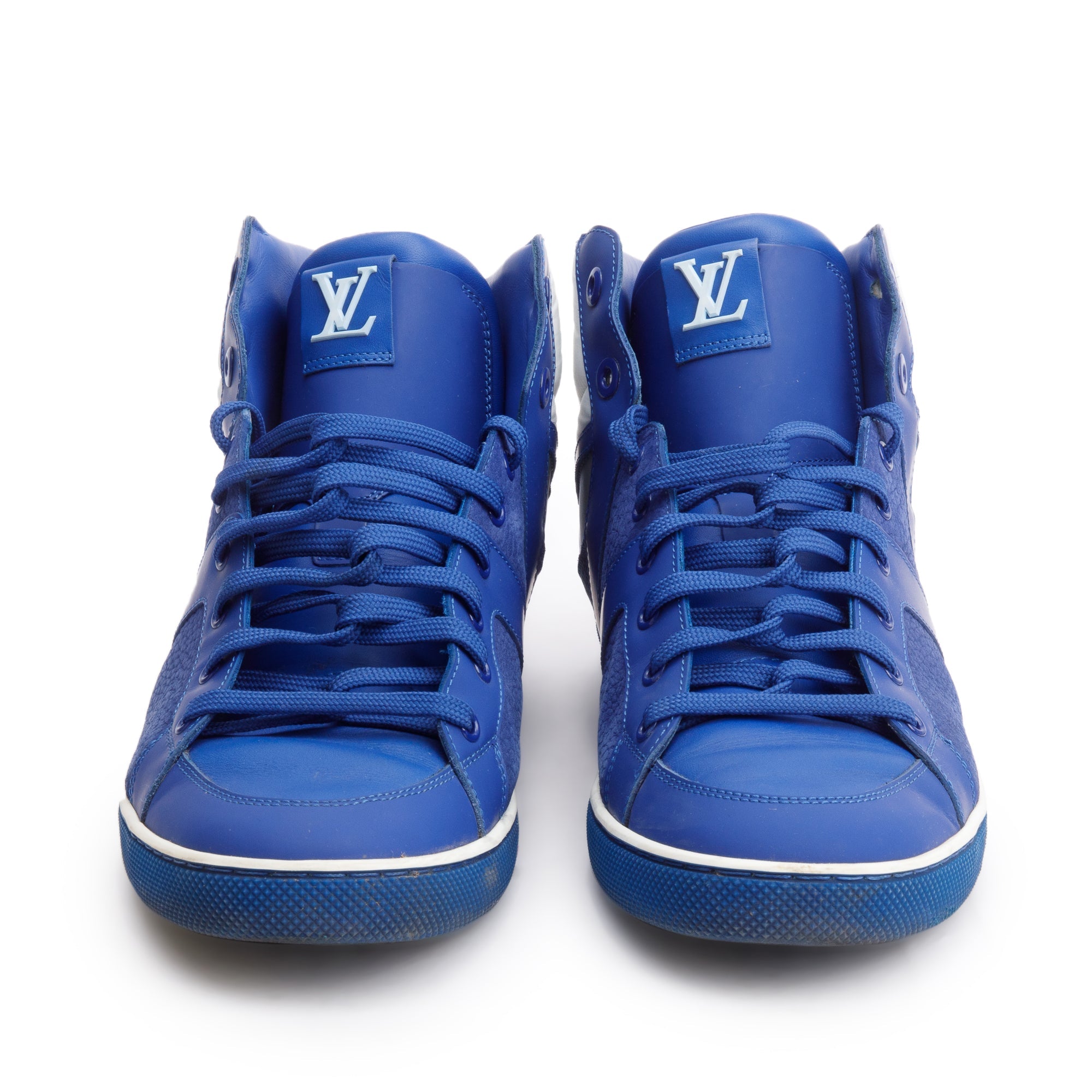Louis Vuitton Blue Leather AW2012 High-Top Sneakers, Size 8.5 w/ Box
