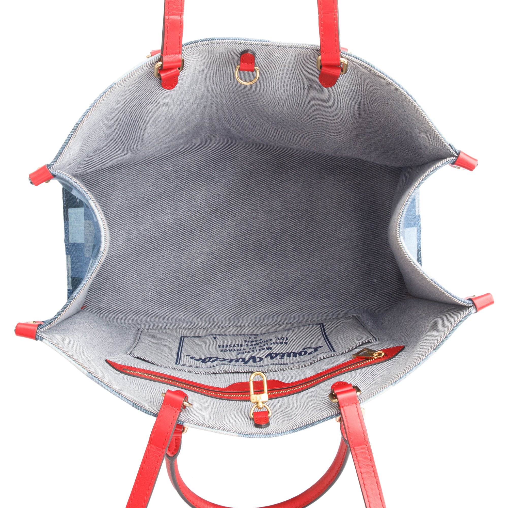 Louis Vuitton Blue Monogram Damier Denim OnTheGo GM w/ Box & Receipt