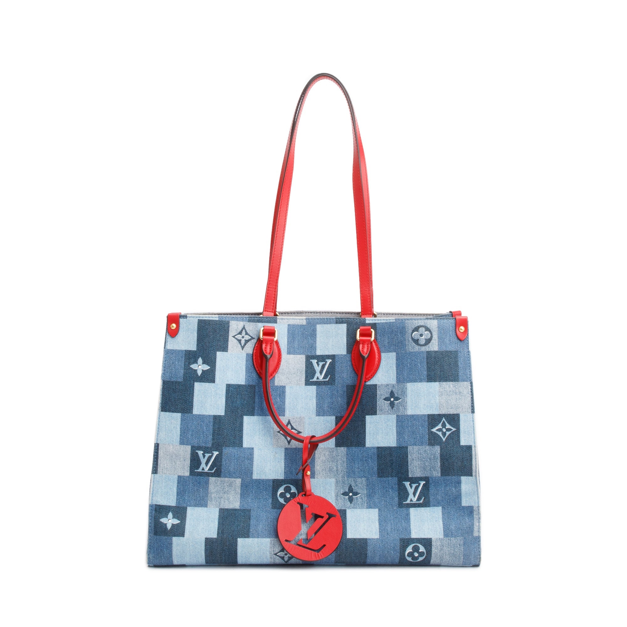 Louis Vuitton Blue Monogram Damier Denim OnTheGo GM w/ Box & Receipt