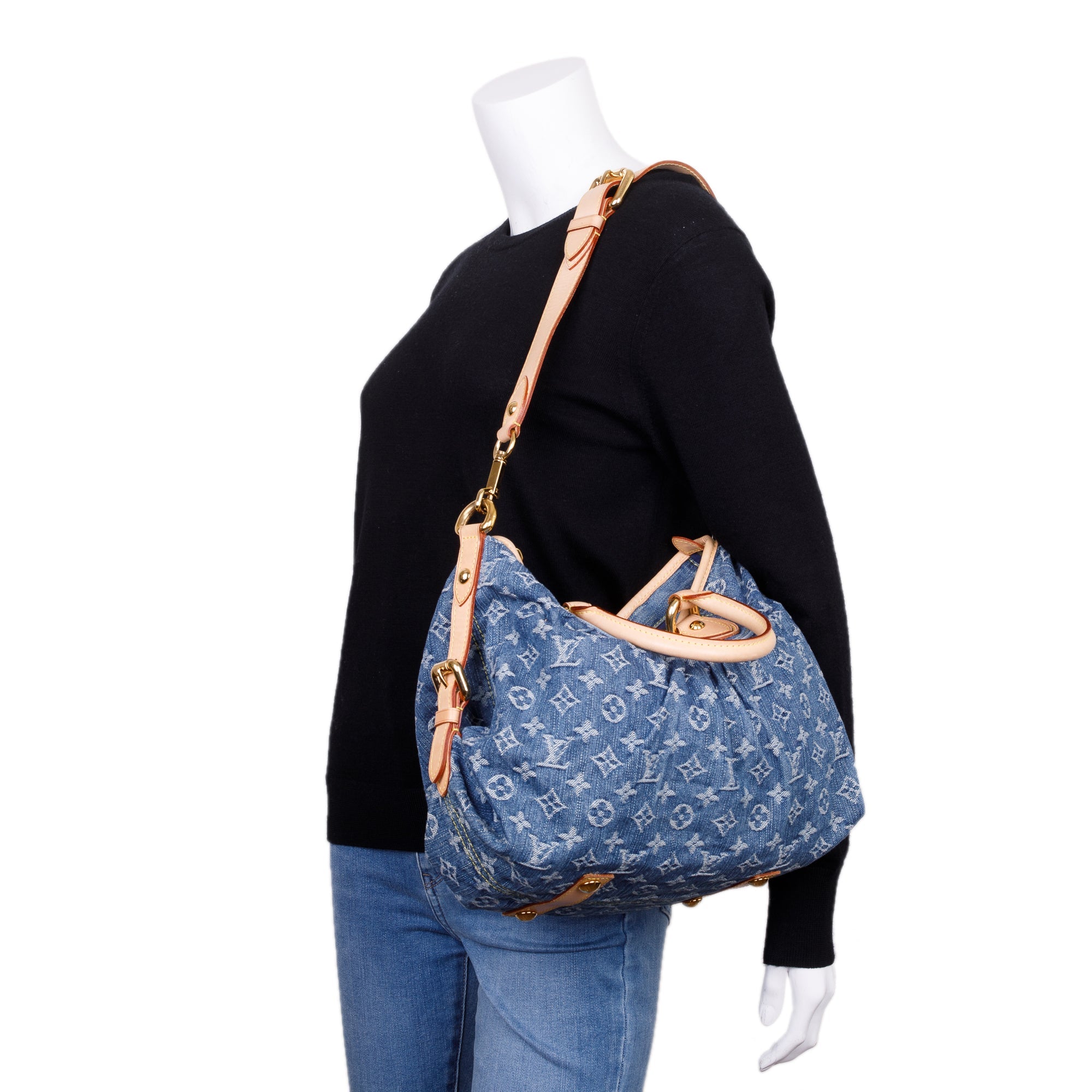 Louis Vuitton Blue Monogram Denim Neo Cabby MM w/ Strap