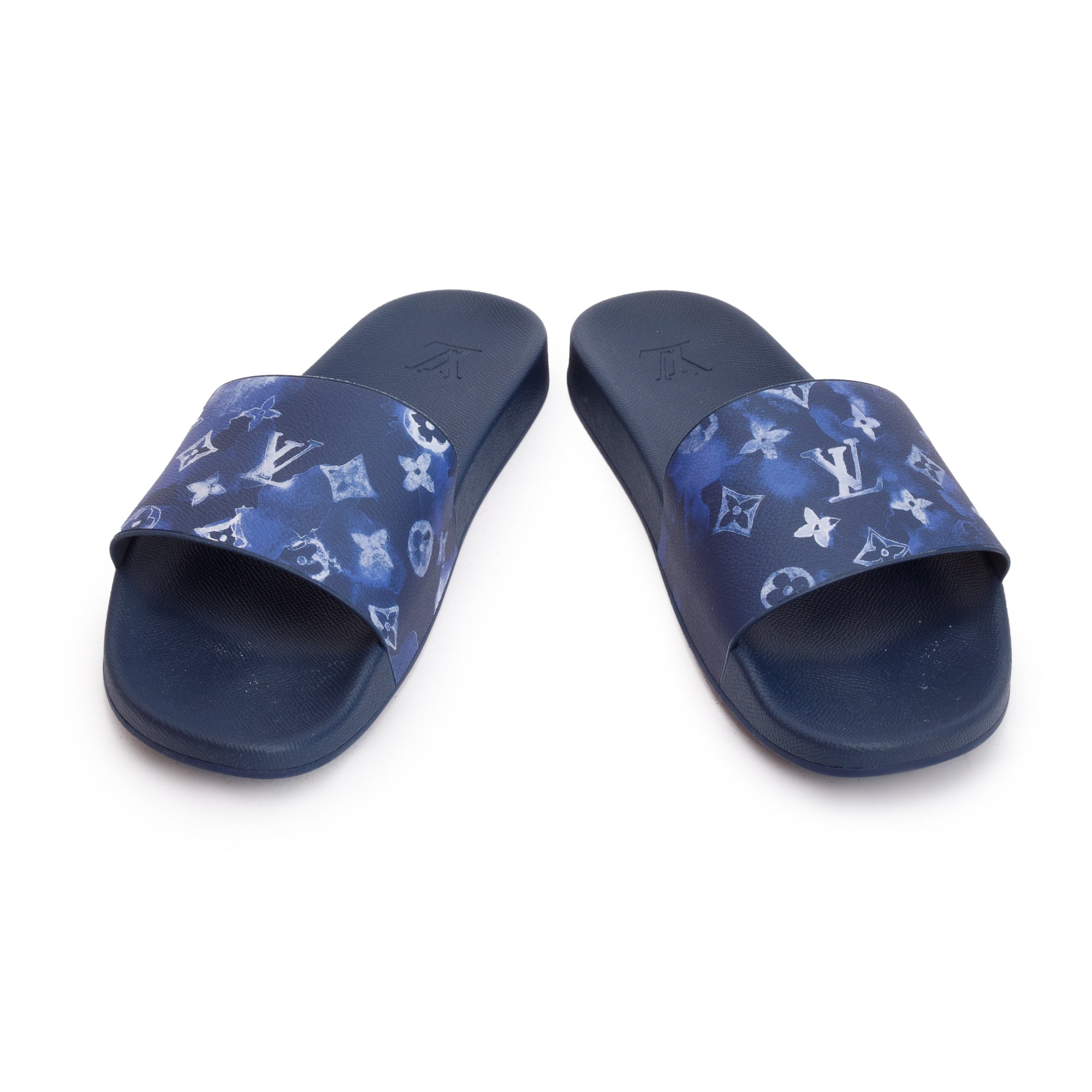 Louis Vuitton Blue Monogram Watercolor Waterfront Mule Slides, Size 12