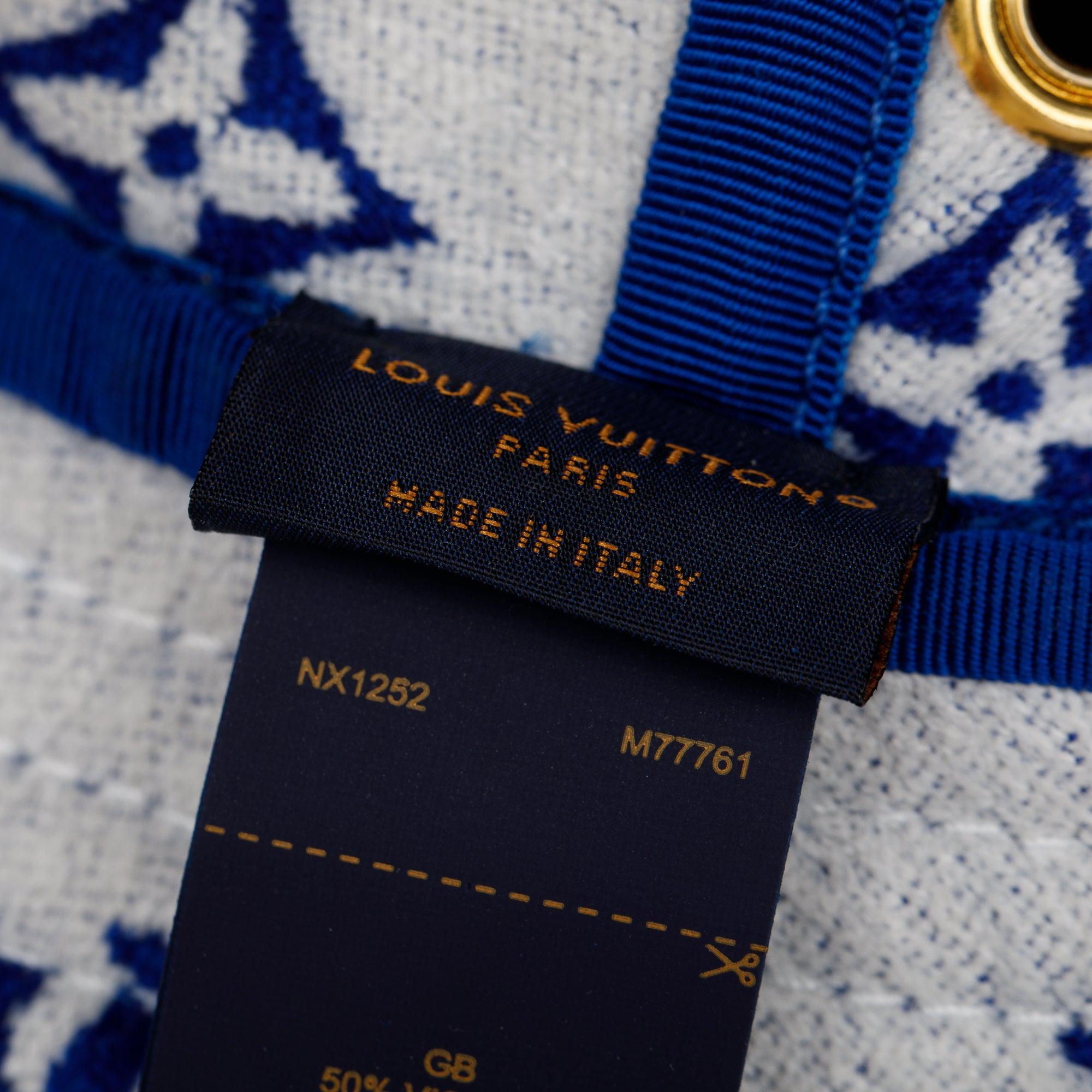 Louis Vuitton Blue & White Jacquard Velvet Monogram Match Reversible Bucket Hat, Size M