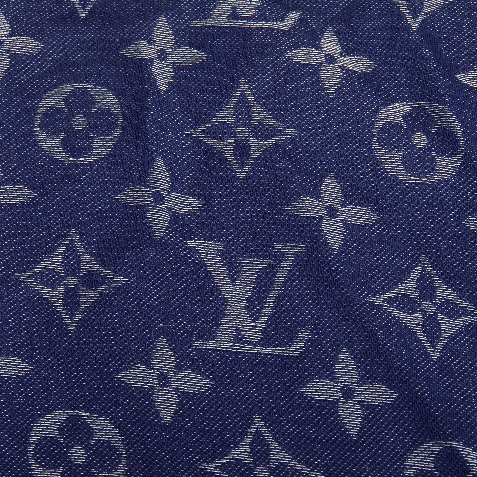 Louis Vuitton Blue/Grey Monogram Shine Shawl Scarf