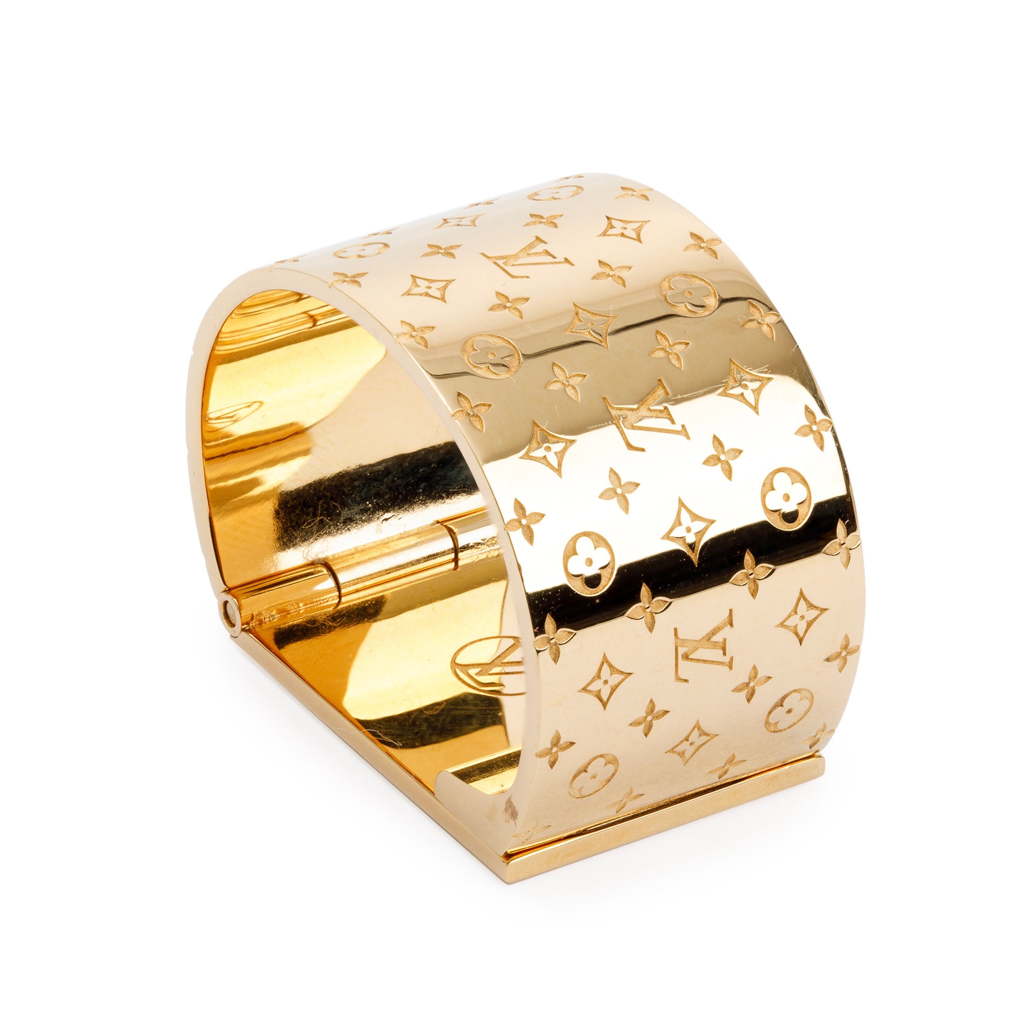 Louis Vuitton Brass Monogram Nanogram Scarf Ring w/ Box