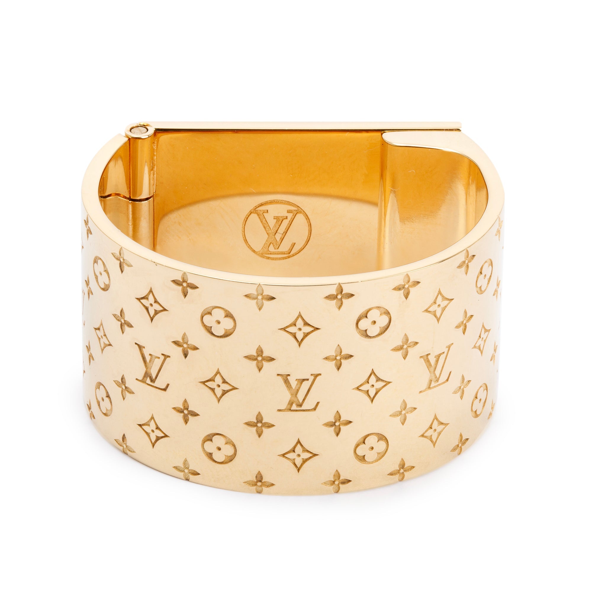 Louis Vuitton Brass Monogram Nanogram Scarf Ring w/ Box