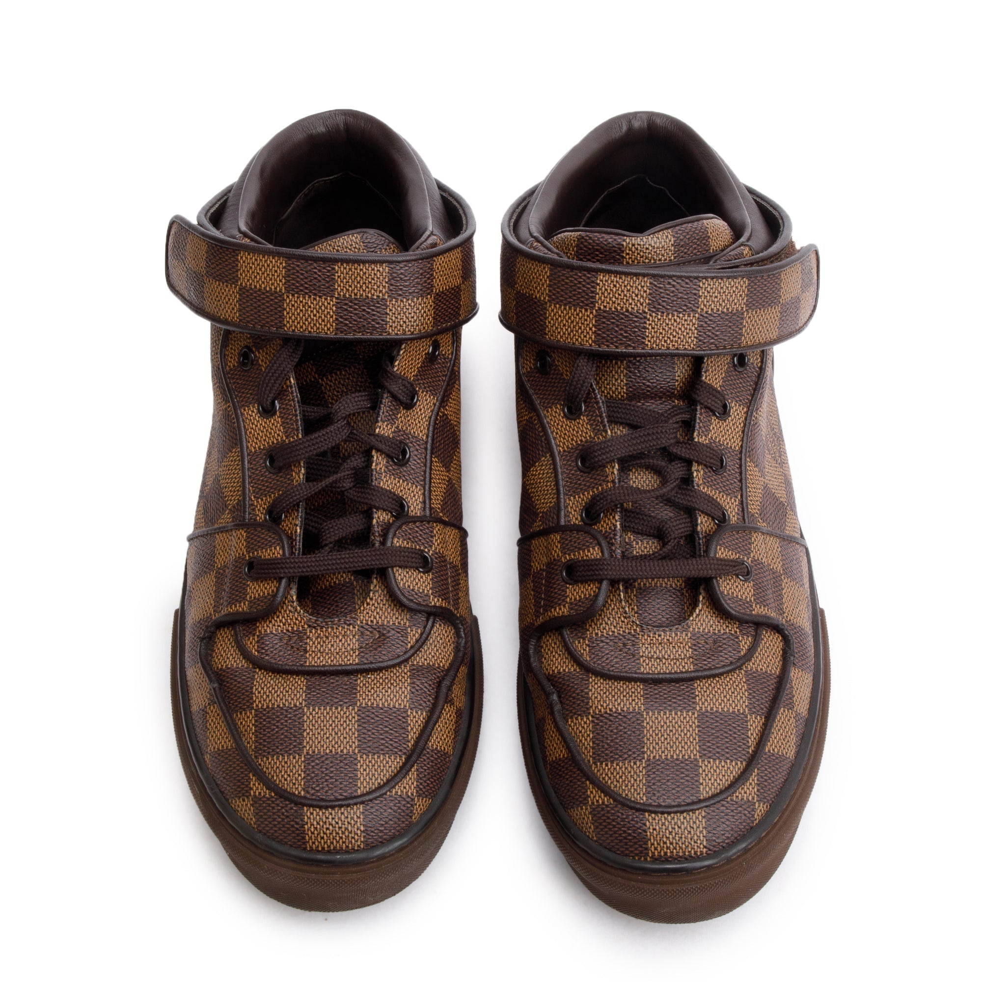 Louis Vuitton Brown Damier Ebene Canvas Acapulco Mid-Top Sneakers, Size 9 w/ Box