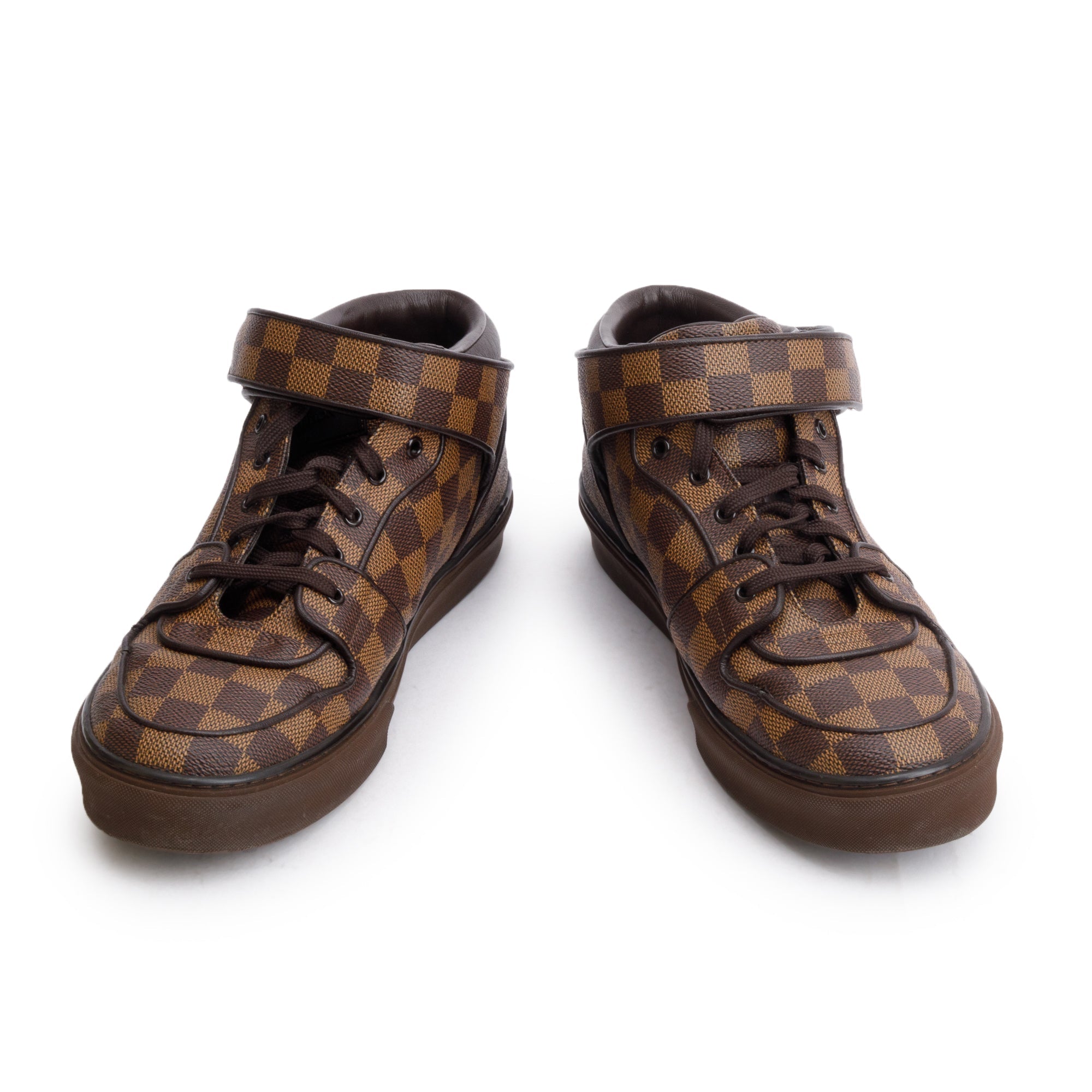 Louis Vuitton Brown Damier Ebene Canvas Acapulco Mid-Top Sneakers, Size 9 w/ Box
