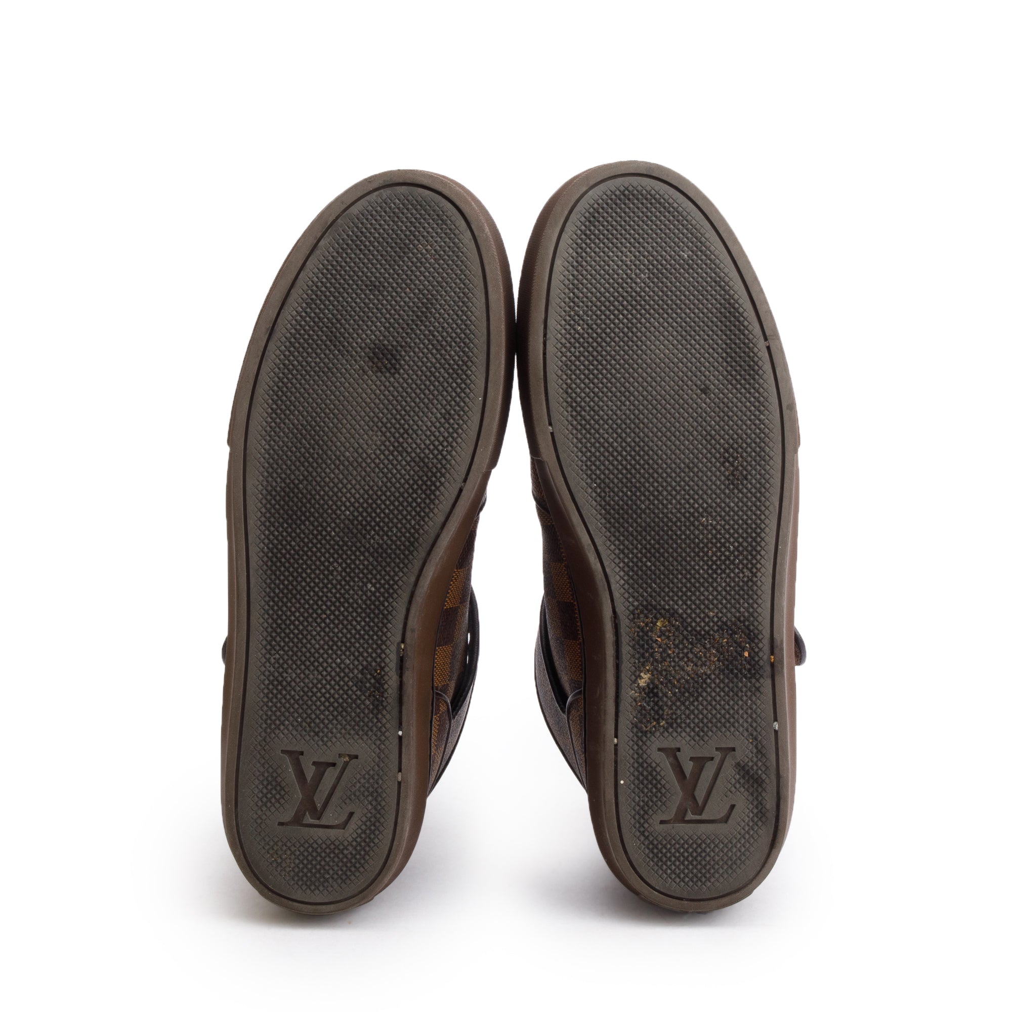 Louis Vuitton Brown Damier Ebene Canvas Acapulco Mid-Top Sneakers, Size 9 w/ Box