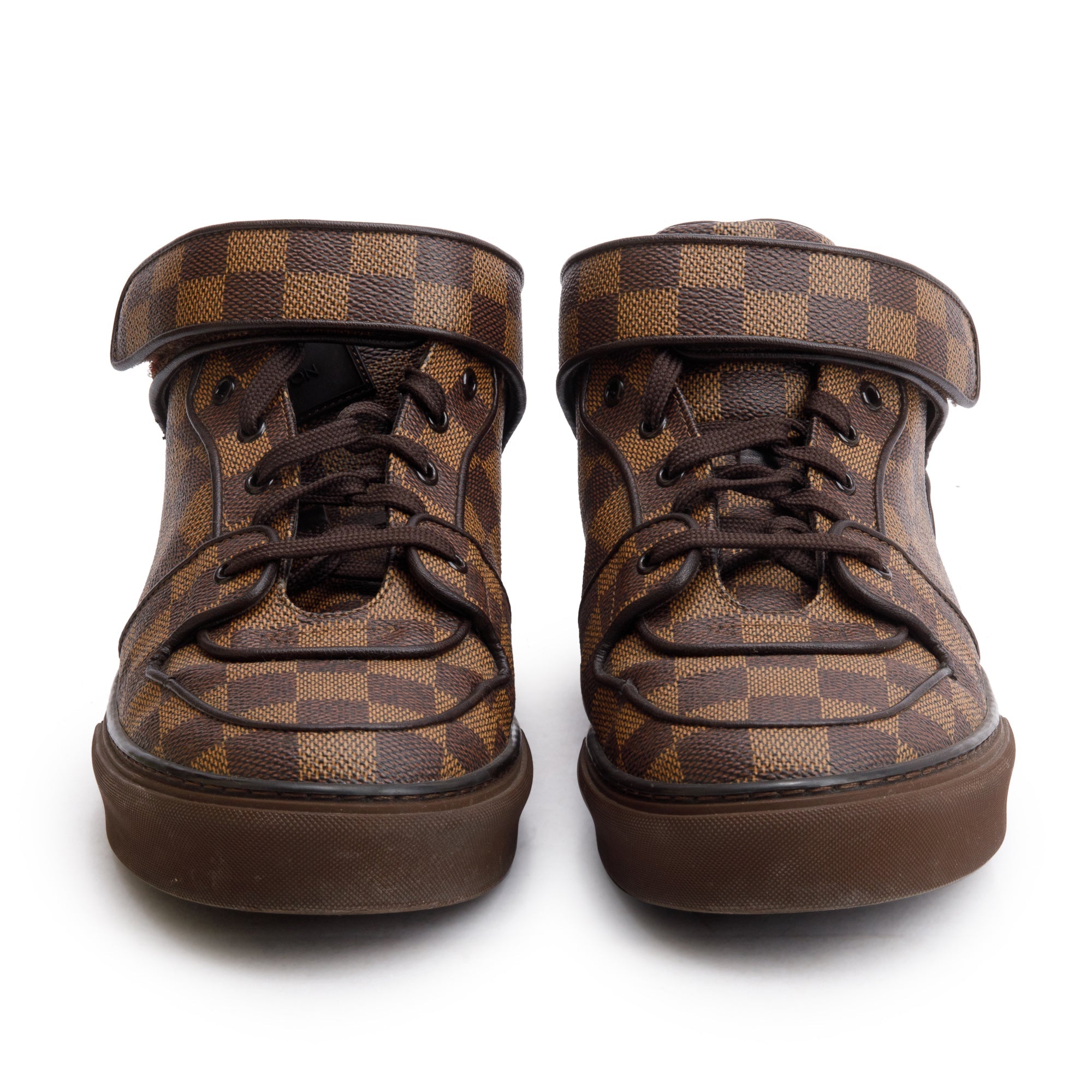 Louis Vuitton Brown Damier Ebene Canvas Acapulco Mid-Top Sneakers, Size 9 w/ Box