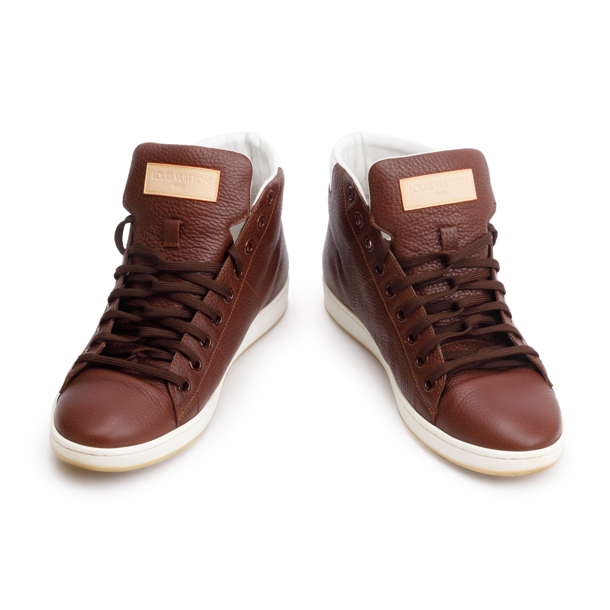 Louis Vuitton Brown Leather Surfside High-Top Sneakers, Size 8 w/ Box