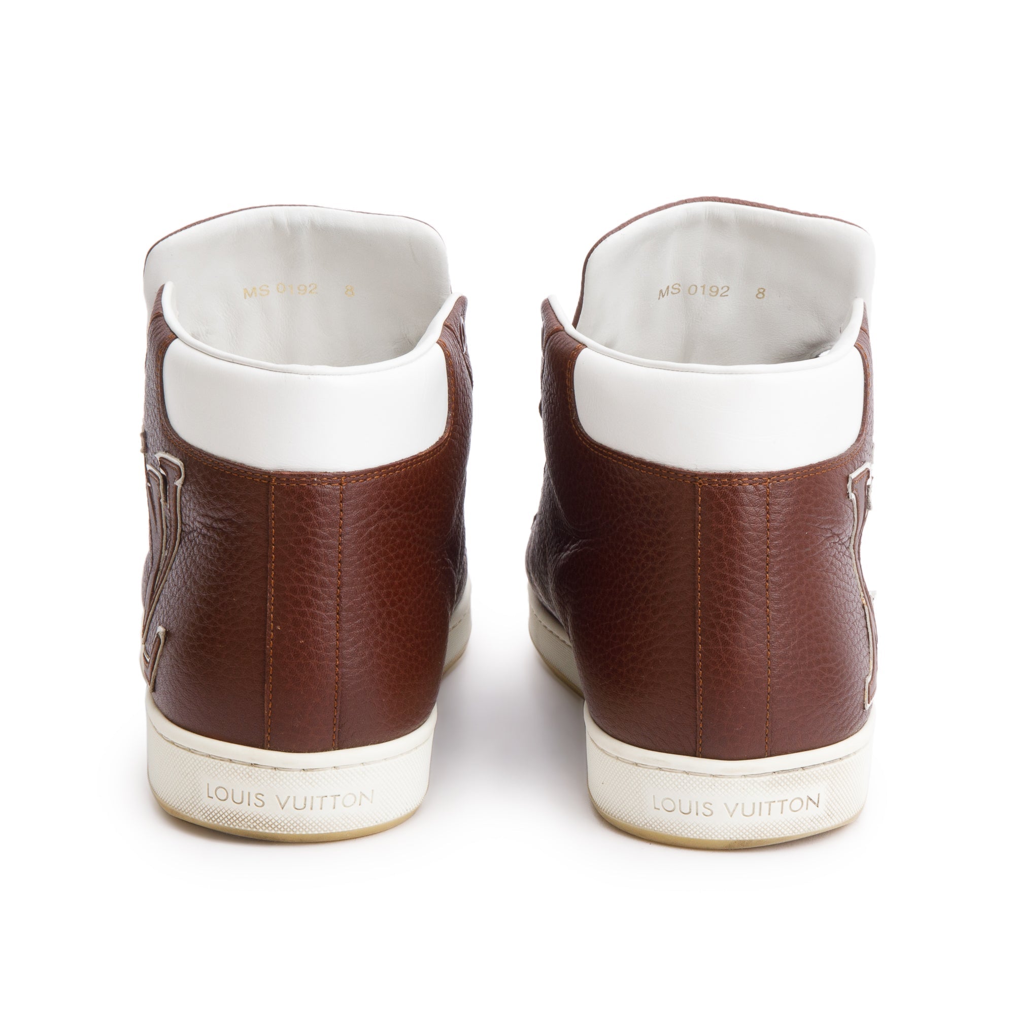 Louis Vuitton Brown Leather Surfside High-Top Sneakers, Size 8 w/ Box