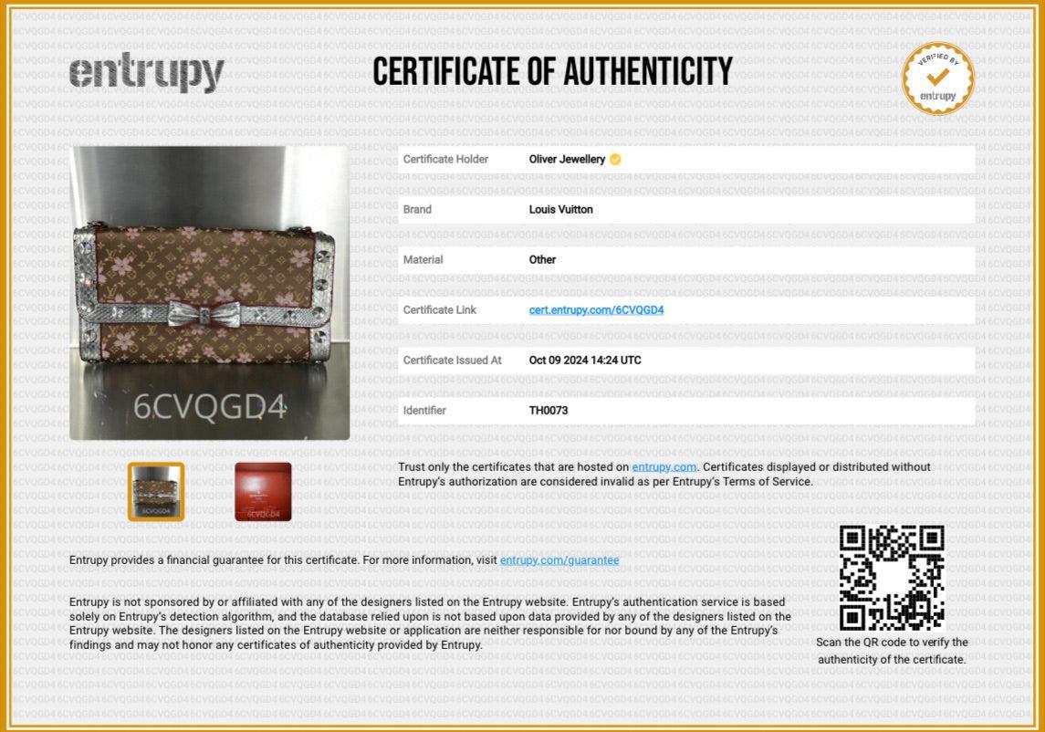 Louis Vuitton Brown Monogram Cherry Blossom Satin Silver Python Trim Crystal Amarene Shoulder Bag