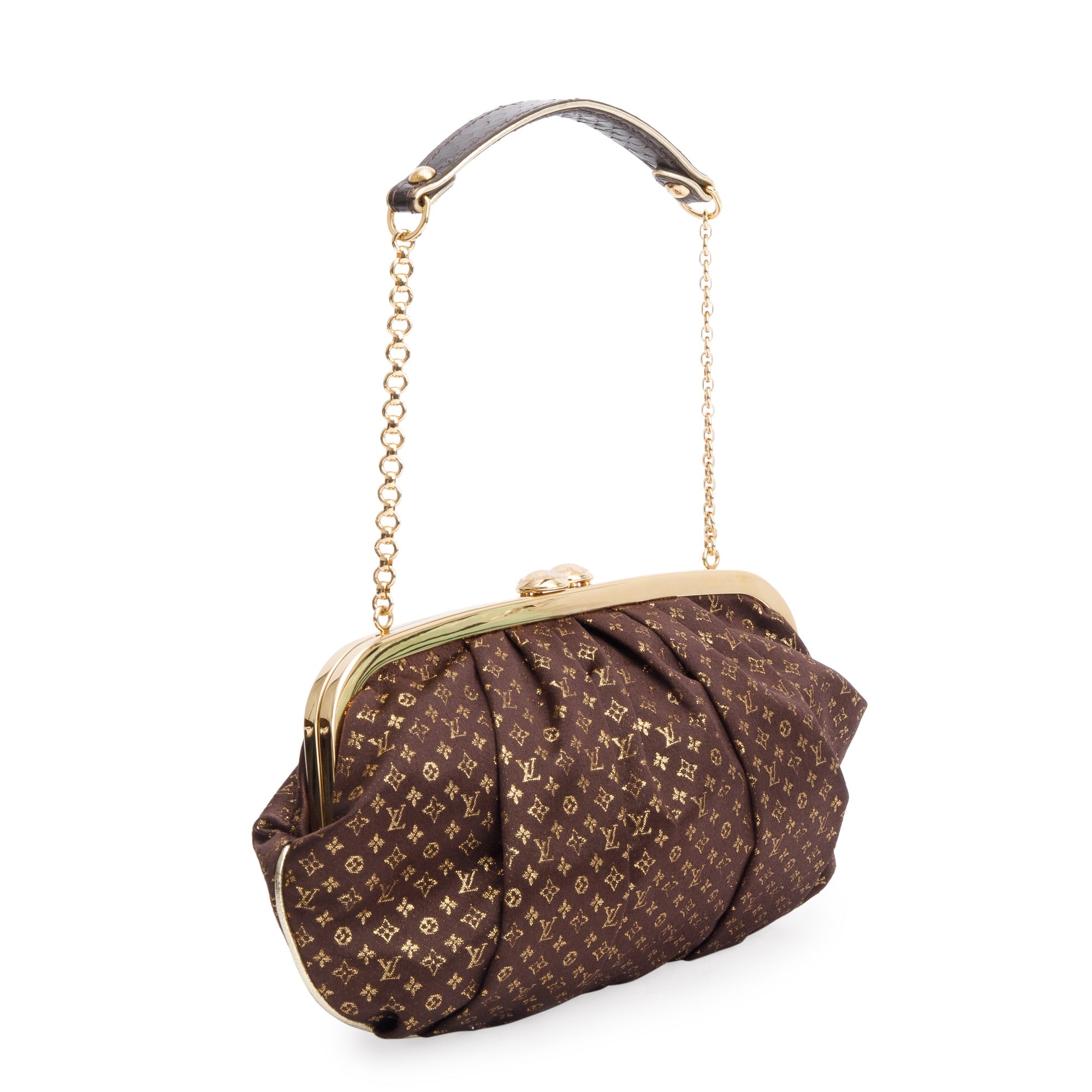 Louis Vuitton Brown Monogram Satin Aumoniere Clutch