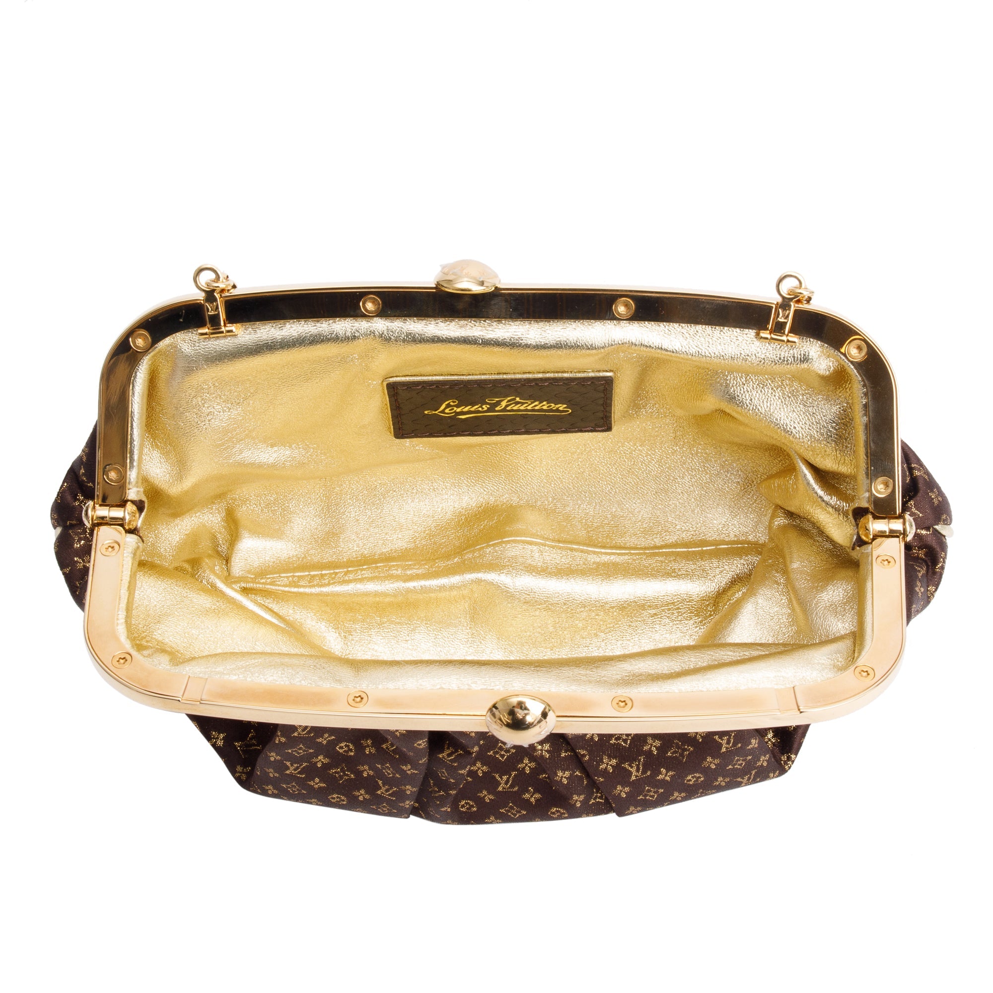 Louis Vuitton Brown Monogram Satin Aumoniere Clutch