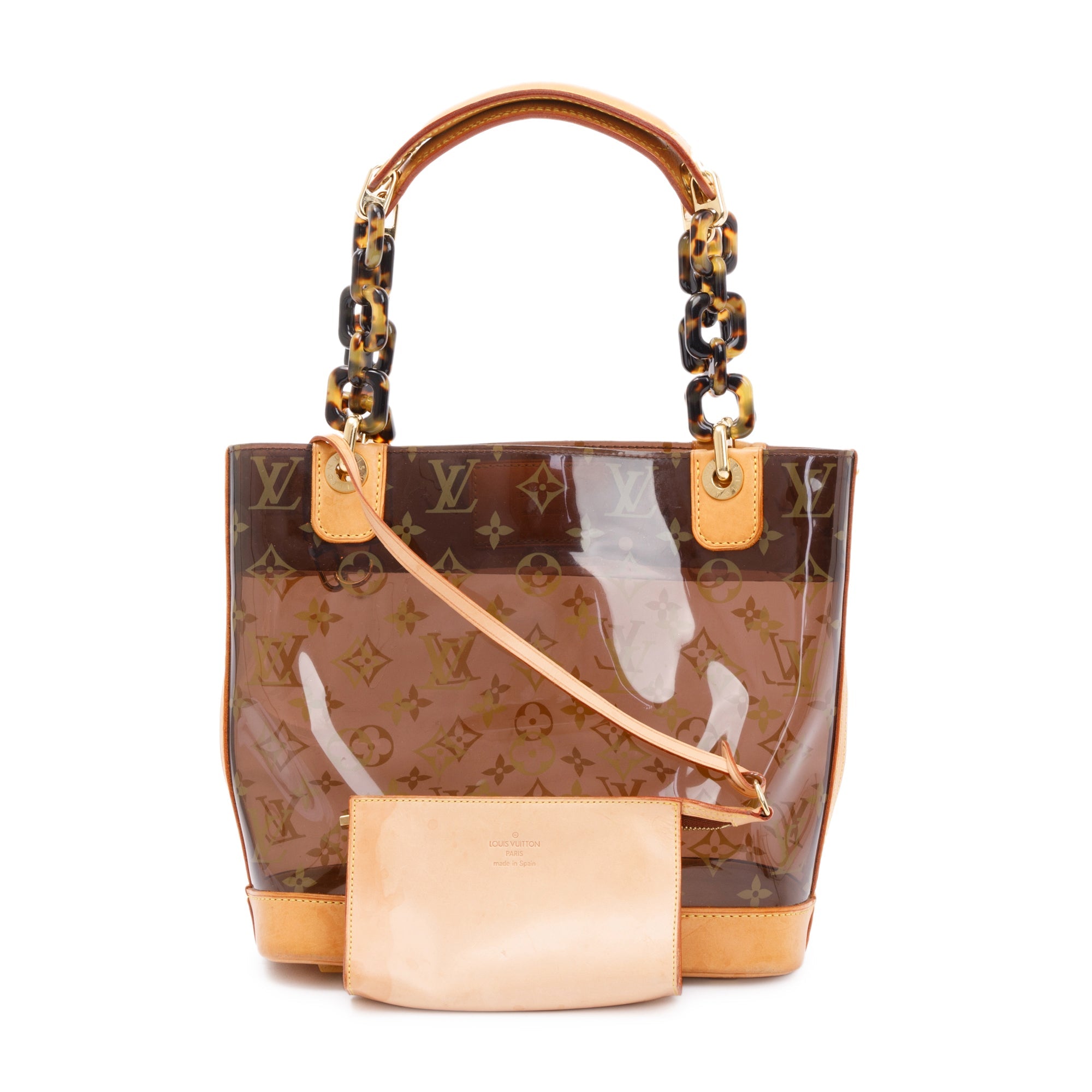 Louis Vuitton Brown Monogram Vinyl Cabas Sac Ambre PM Tote w/ Pouch