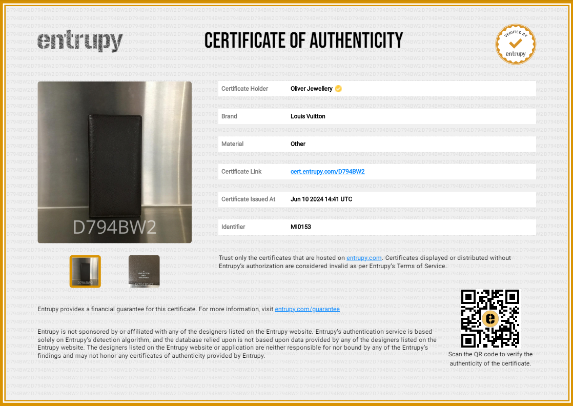 Louis Vuitton Brown Taiga Leather Porte-Valeurs Wallet Organizer w/ Box & Receipt