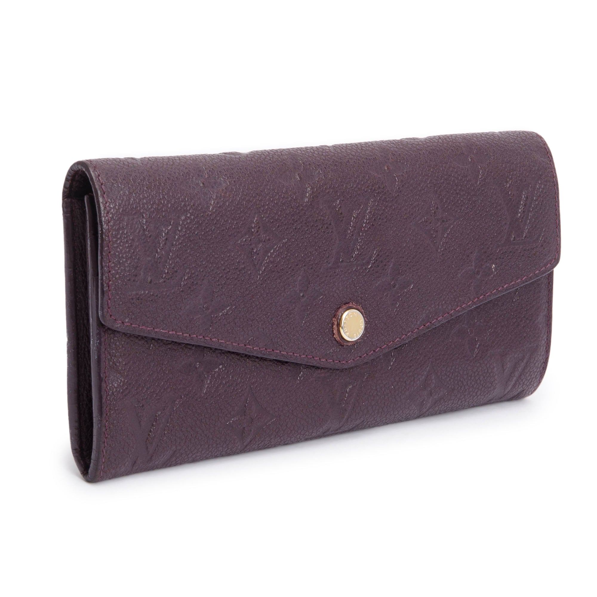 Louis Vuitton Burgundy Monogram Empreinte Curieuse Wallet w/ Insert