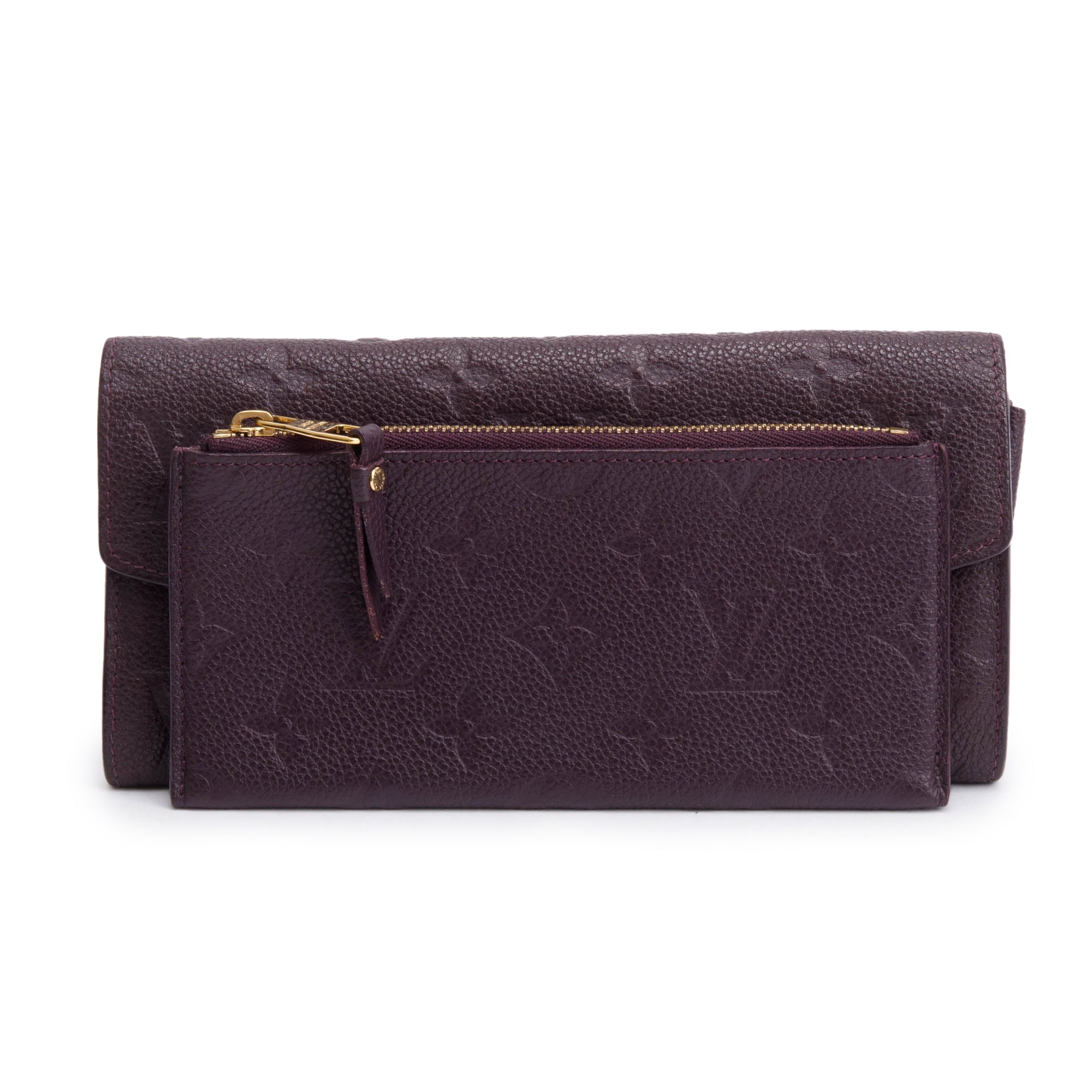 Louis Vuitton Burgundy Monogram Empreinte Curieuse Wallet w/ Insert