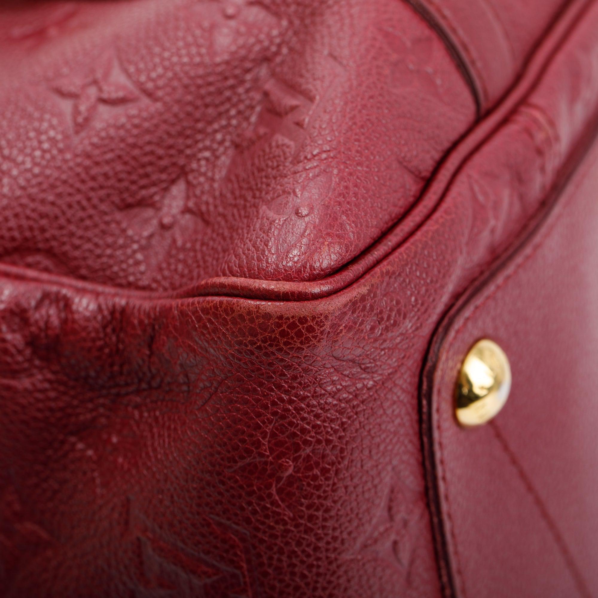 Louis Vuitton Burgundy Monogram Empreinte Leather Speedy Bandouliere 25 w/ Strap