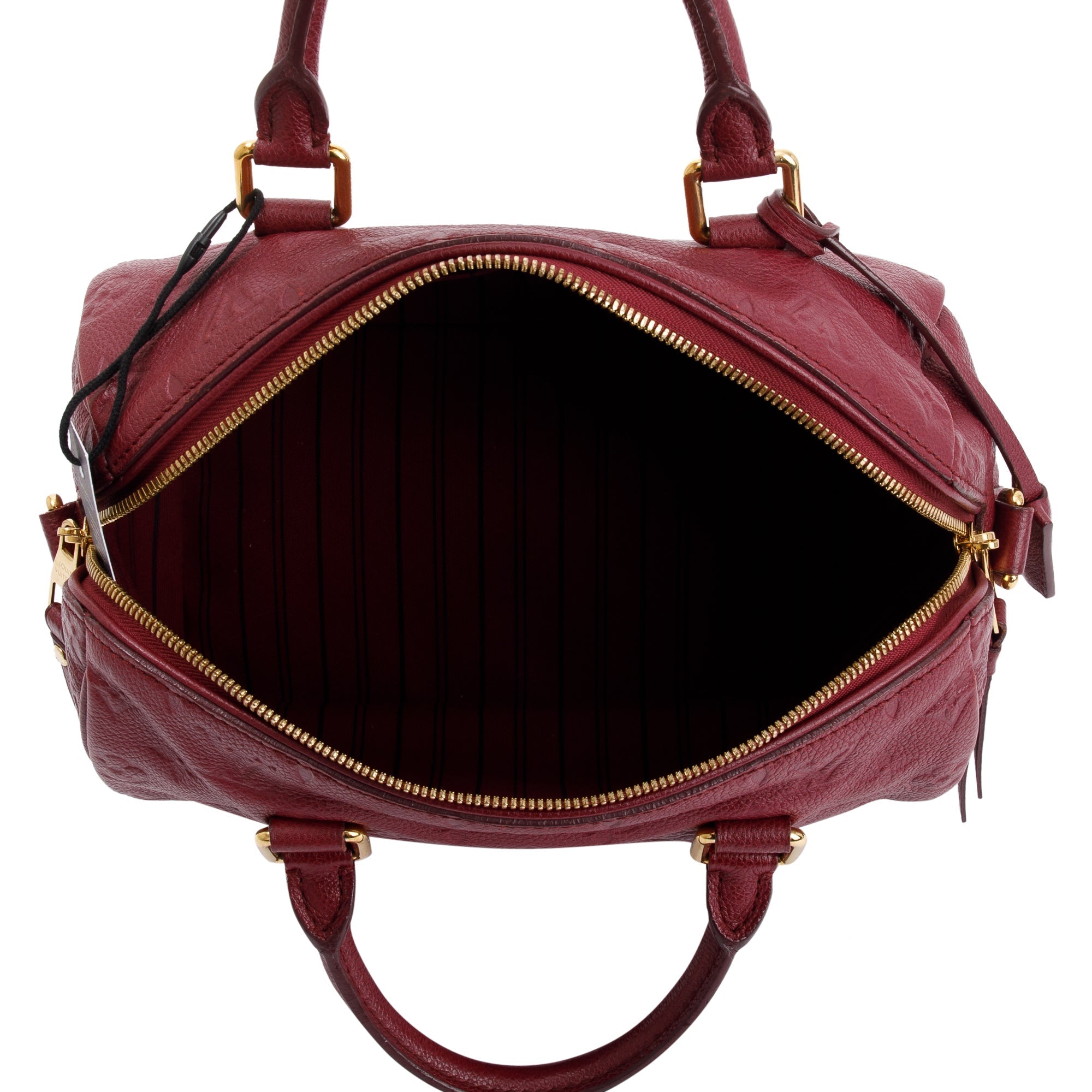 Louis Vuitton Burgundy Monogram Empreinte Leather Speedy Bandouliere 25 w/ Strap