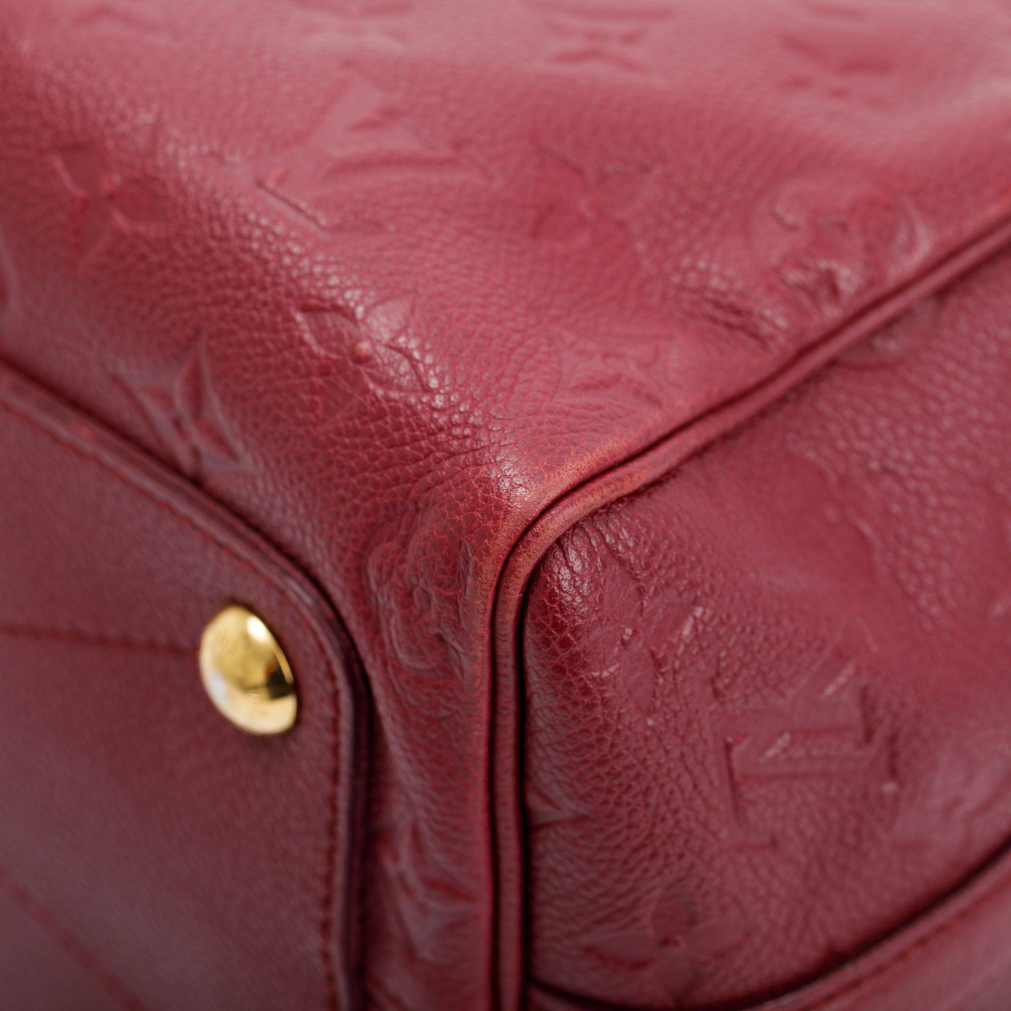 Louis Vuitton Burgundy Monogram Empreinte Leather Speedy Bandouliere 25 w/ Strap