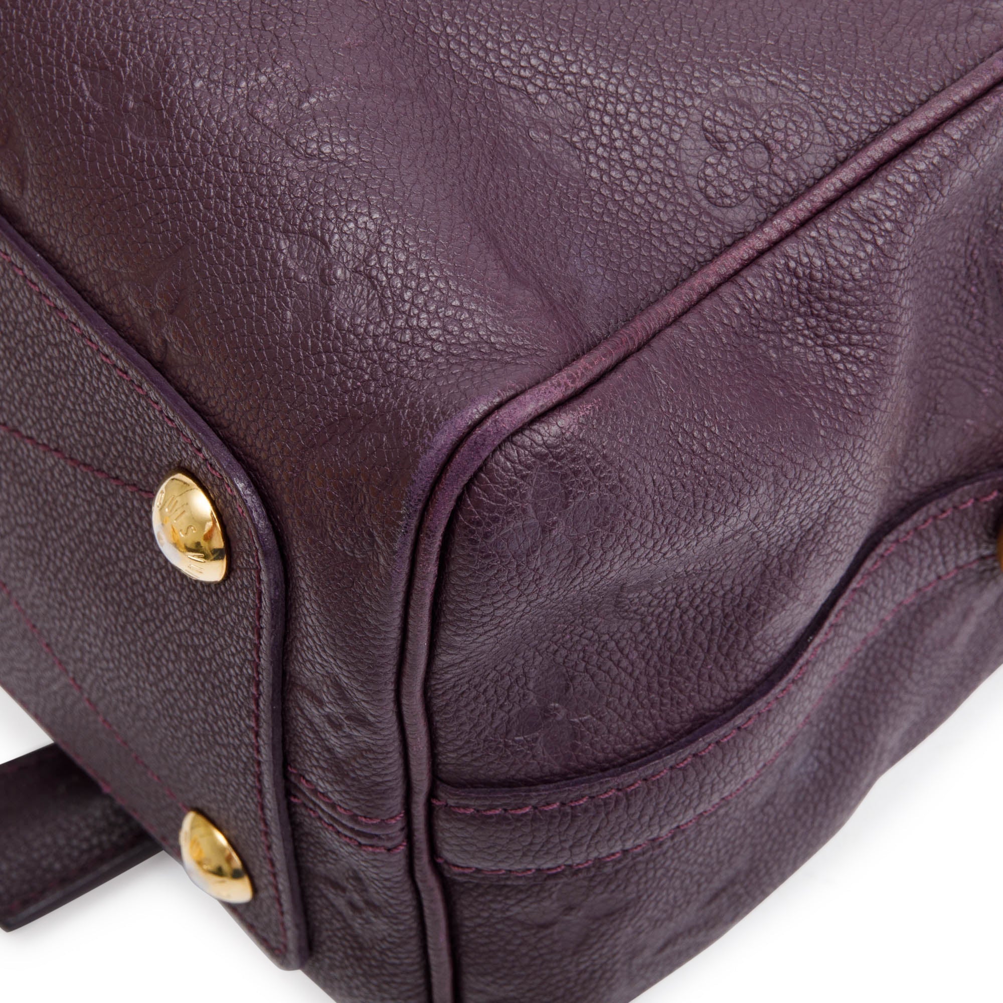 Louis Vuitton Burgundy Monogram Empreinte Leather Speedy Bandouliere 25 w/ Strap