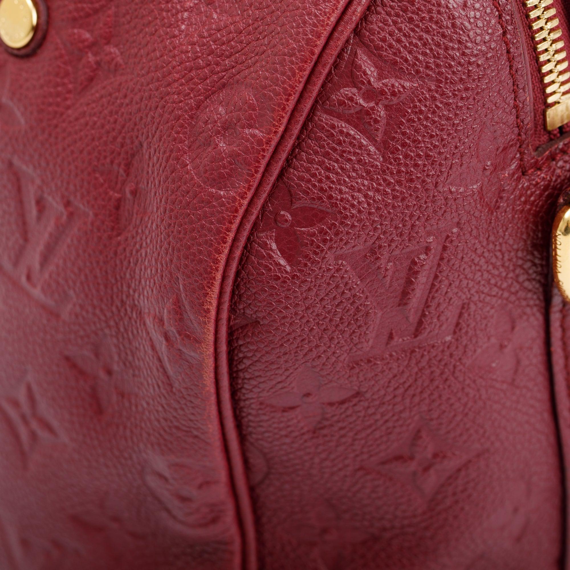 Louis Vuitton Burgundy Monogram Empreinte Leather Speedy Bandouliere 25 w/ Strap