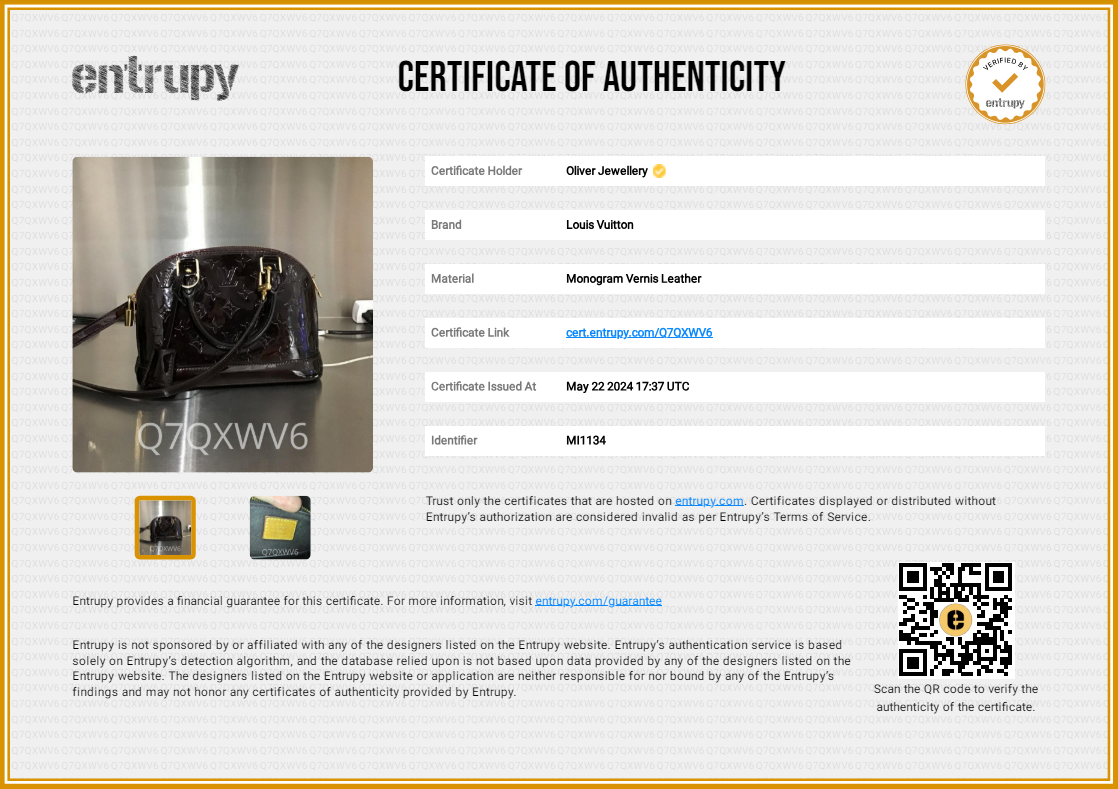 Louis Vuitton Burgundy Monogram Vernis Leather Alma BB w/ Strap